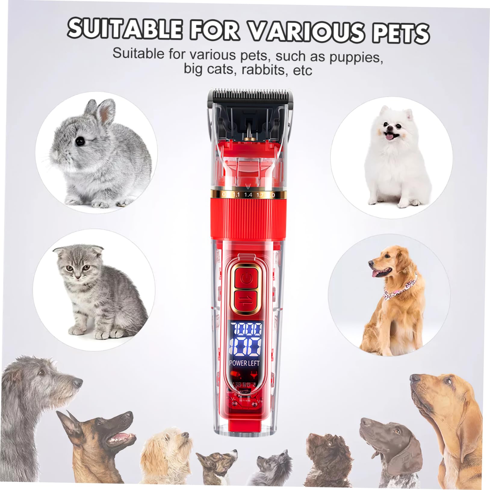 Set Tosatrice per Animali Ricaricabile Display Batteria