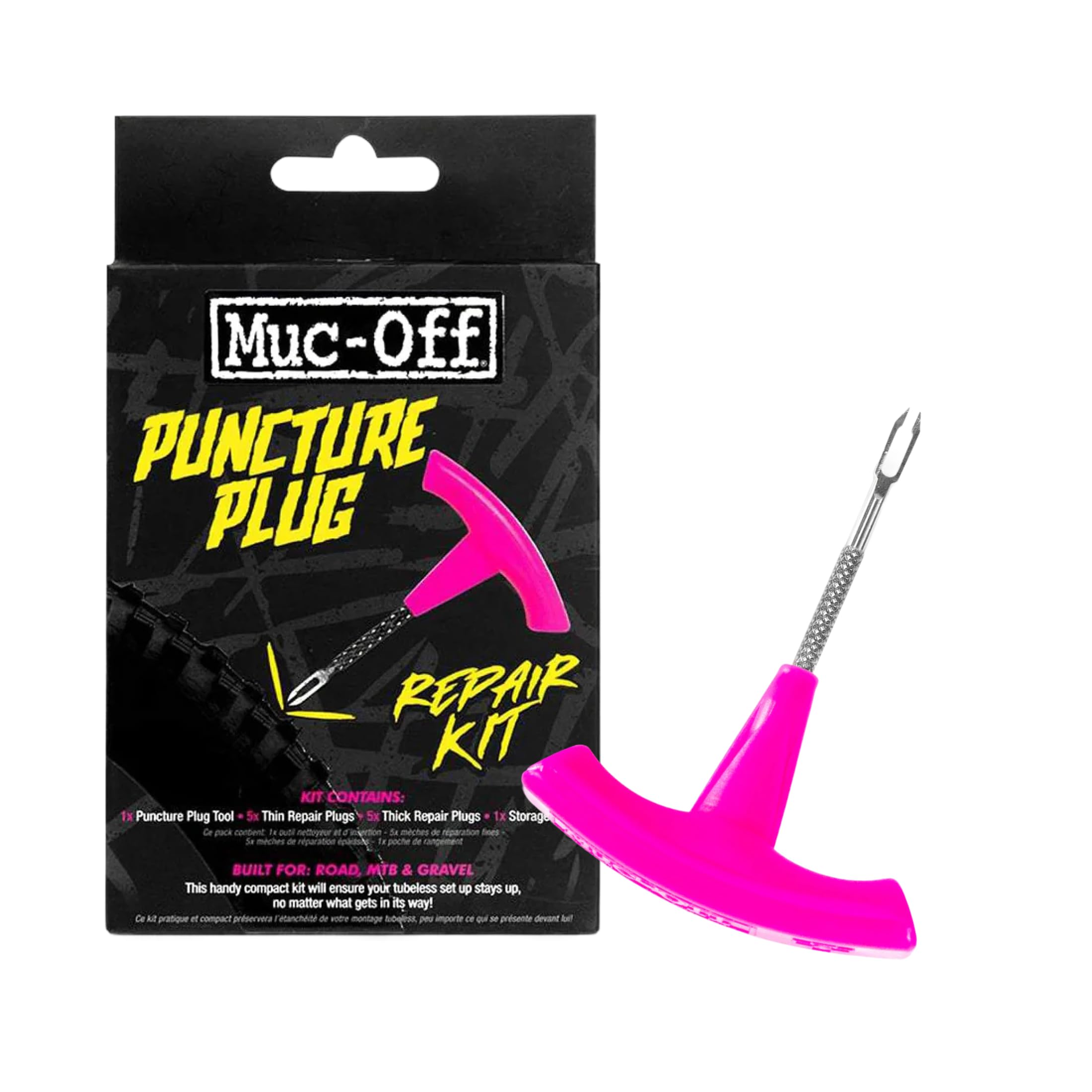 Muc-Off Tubeless Puncture Repair Kit - Tyre Plugger and Plugs for Tubeless Tyres
