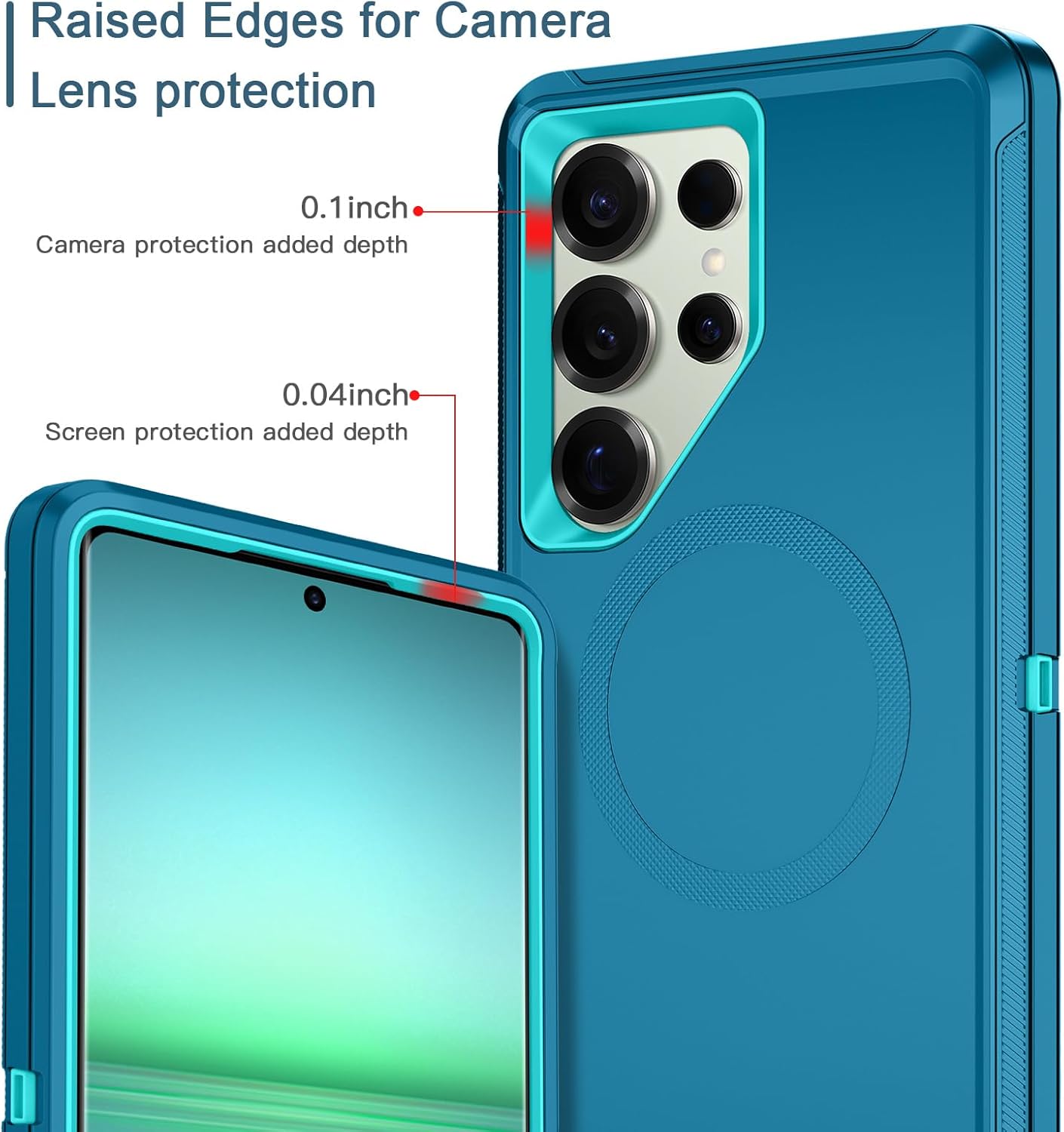 I-HONVA for Samsung Galaxy S25 Ultra Case [Compatible with MagSafe] Shockproof 3-Layer Full Body Protection [Without Screen Protector] Rugged Heavy Duty Cover Case for Galaxy S25 Ultra,Turquoise - Image 3