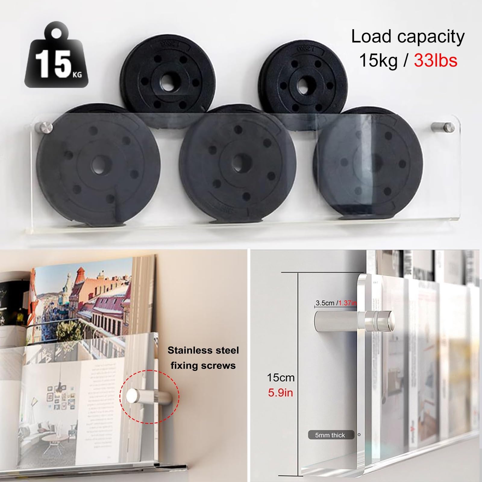 Revistero de acrílico transparente, estante colgante de información para fotolibros para salón de belleza, agencia de viajes, áreas de hospitalidad, cafetería, fácil de instalar (color: n.º 1, tamañ