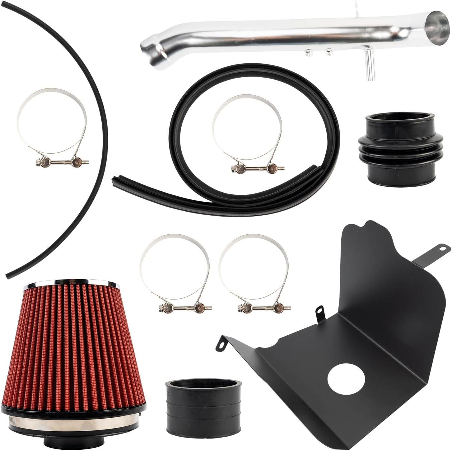 PHILTOP 2.75" Cold Air Intake Kit System + Heat Shield Compatible with Toyota for 2005-2023 Tacoma 2.7L, High Performance, Red