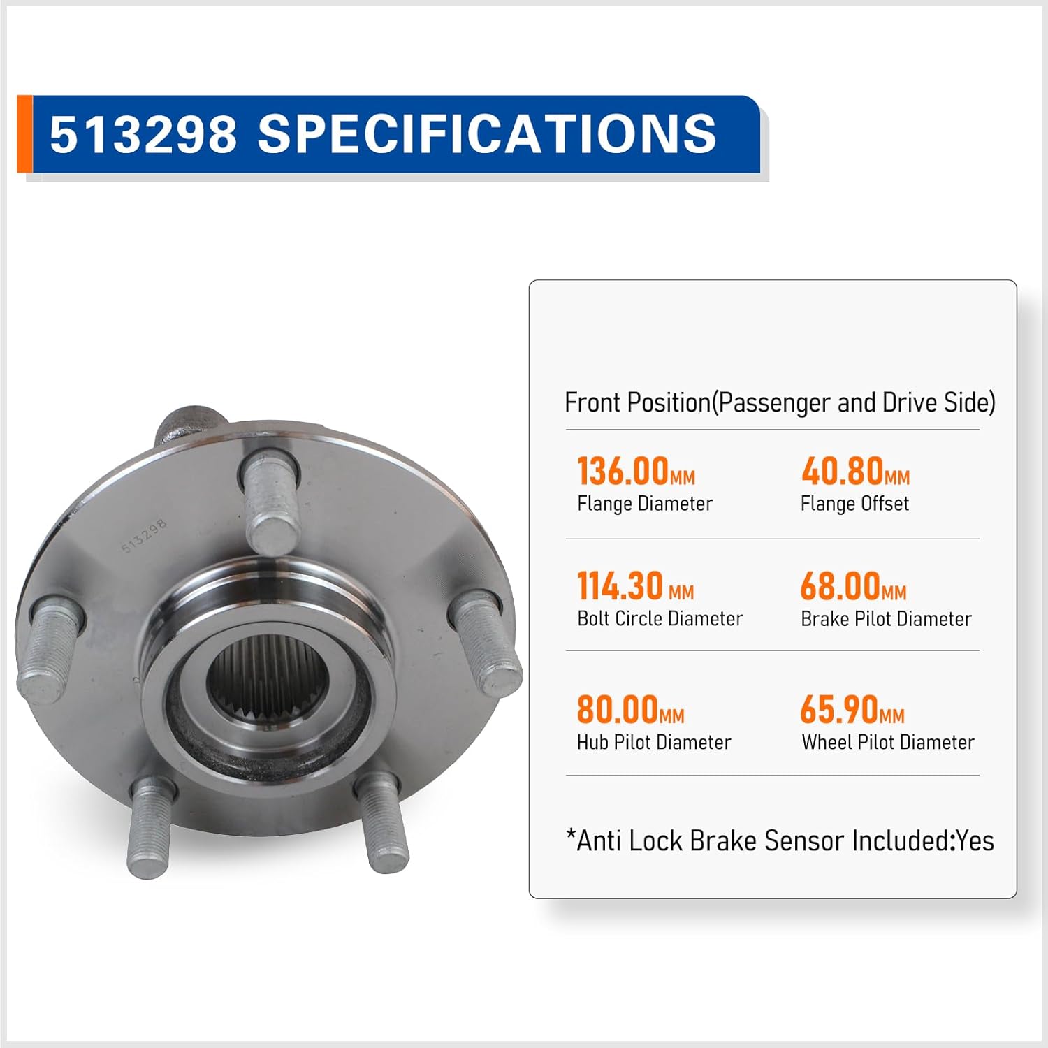 PAROD Pair 513298 Front Wheel Hub and Bearing Assembly Compatible with 2008-2013 Nissan Rogue, 2014-2015 Rogue Select, 2008-2012 Sentra (2.5L 4 Cylinder ONLY) 5 Lugs