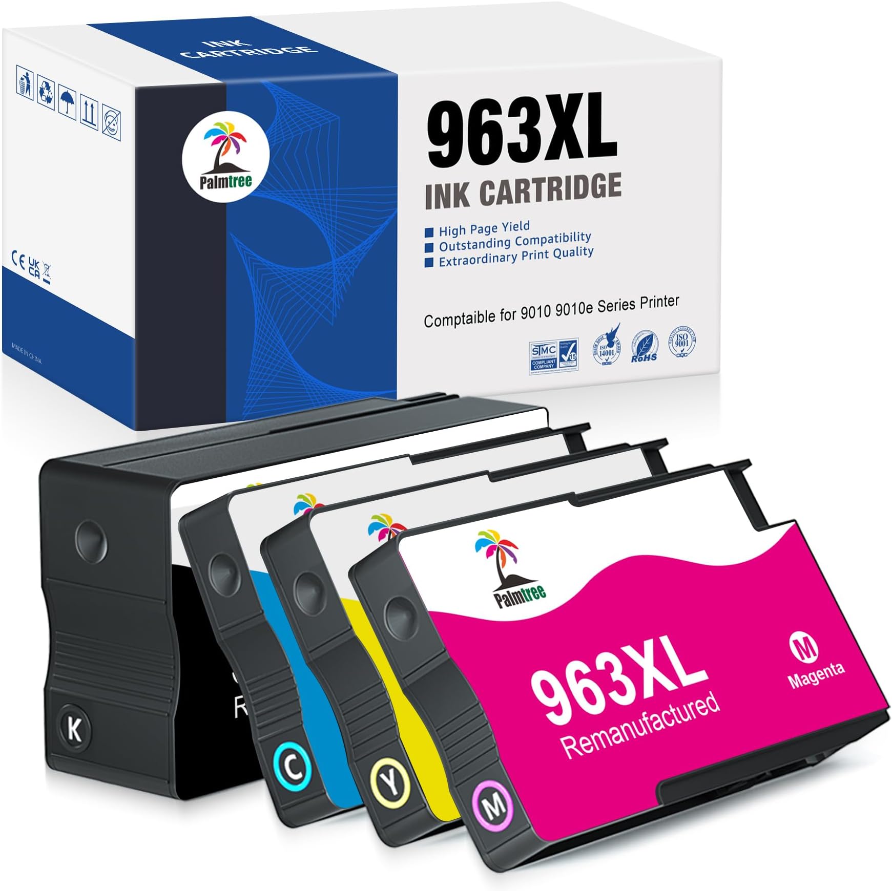 NINETEC 4er Set Patronen kompatibel mit HP 963 XL 963XL | Für HP OfficeJet Pro 9010 9010e 9012 9012e 9013 9014 9015 9015e 9016 9018 9019 9020 9022 9022e 9023 9025 9025e 9026 9028