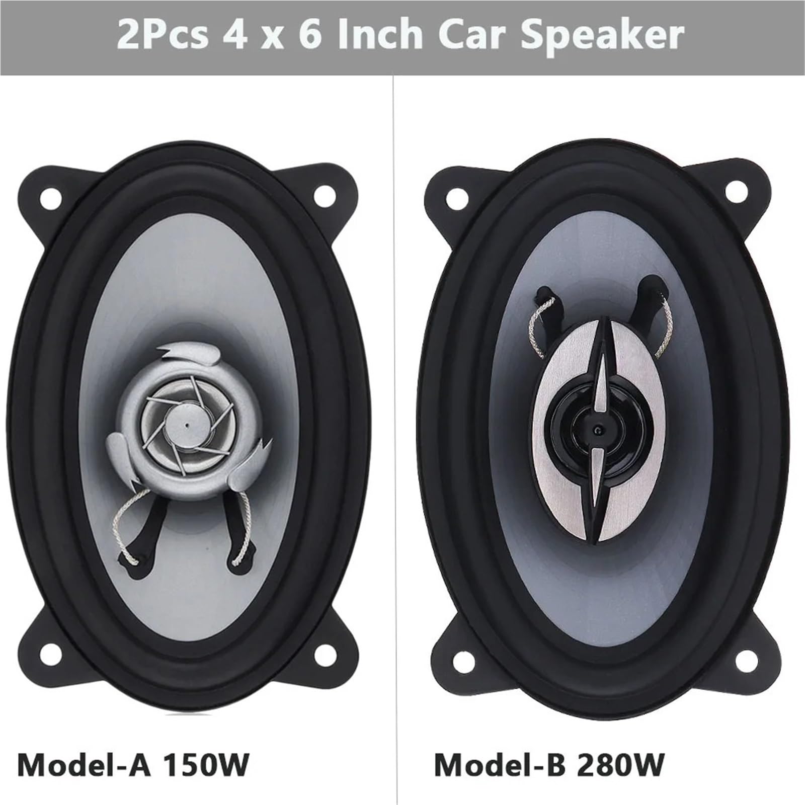 2 altoparlanti per auto da 4 x 6 pollici, 150 W/280 W, subwoofer, audio per auto, stereo, altoparlanti a gamma completa(Model-B 280W)
