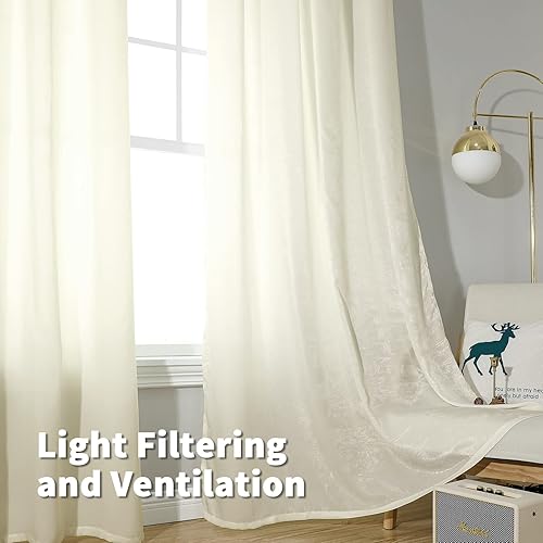 Miniatura 2 de BGment Silk Sheen Cortinas semitransparentes de 84 pulgadas de largo para sala de estar elegante cortina transparente de privacidad para dormitorio