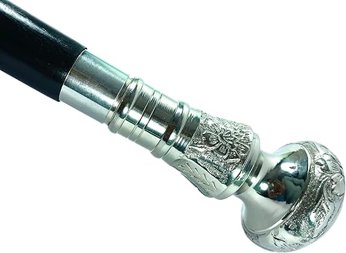 Miniatura 2 de Sunrise Wood STORE'S - Bastón de lujo para caminar victoriano hecho a mano, bastón de palisandro con latón macizo cromado (perilla plateada 2)