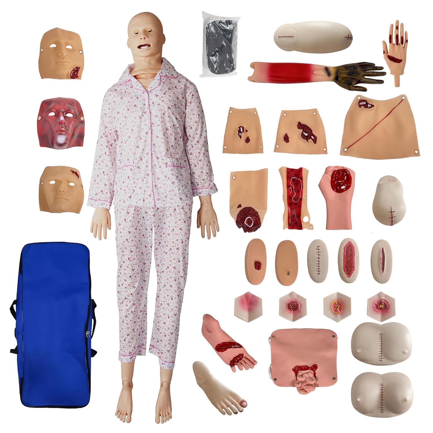 Manichino infermieristico per la formazione delle abilità di cura del paziente, modello multifunzionale con 4 moduli di cura del decubito e 8 moduli traumatologici avanzati per l'educazione medica