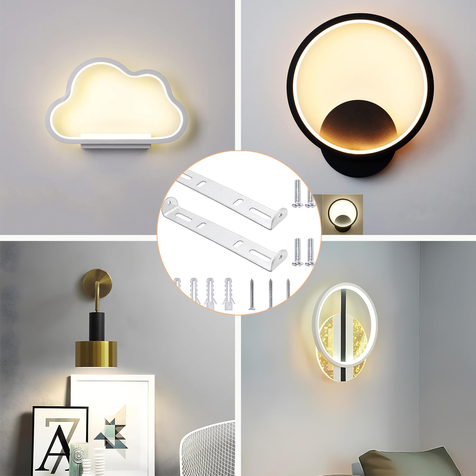 ZTWLEED Lot De 2 Plaques De Montage Plafonnier 95 Mm - Support Lustre Avec Vis - Métal Galvanisé Robuste