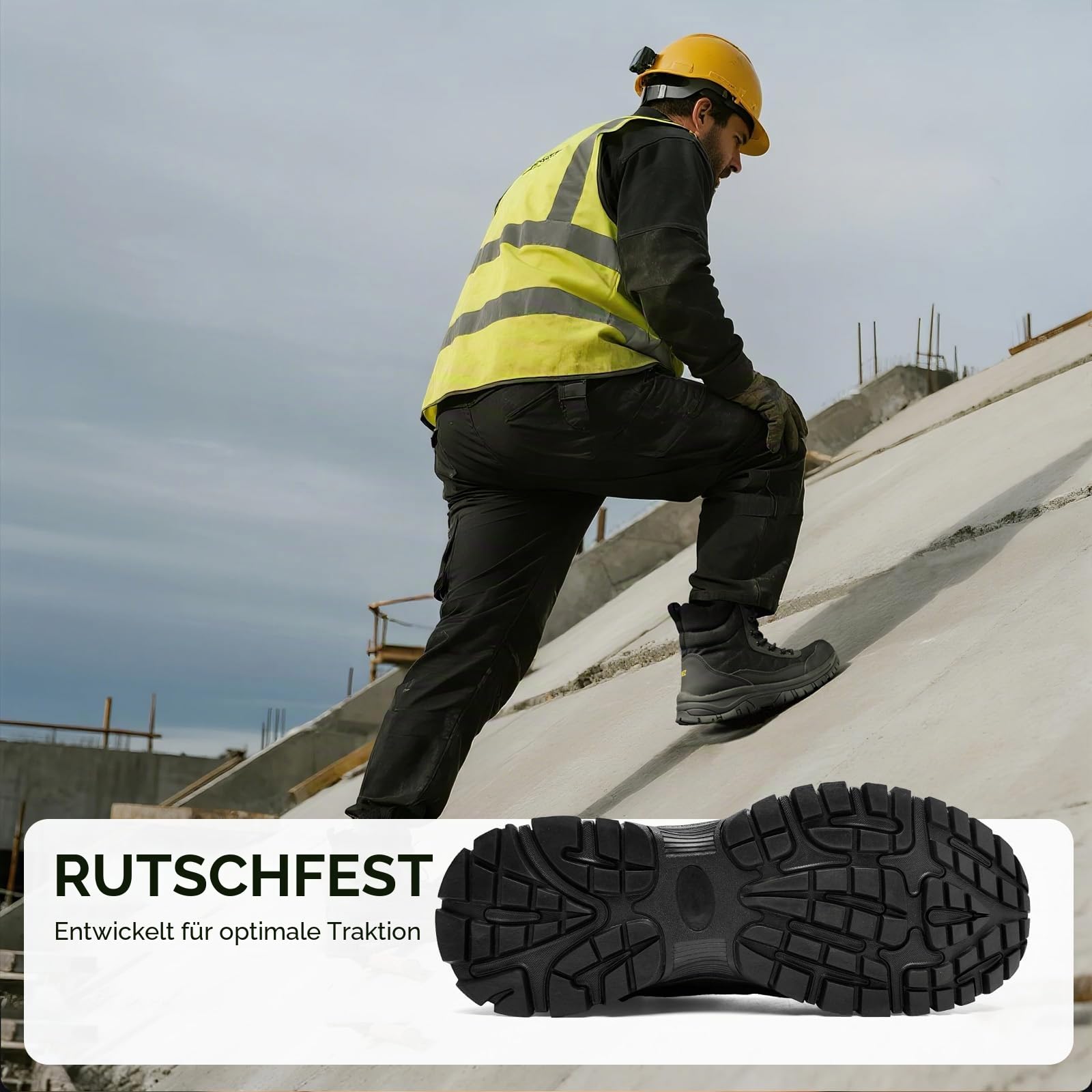 SPIEZ Sicherheitsschuhe Herren SB PL, Leichte Arbeitsstiefel mit Reißverschluss, Durchtrittsichere Sicherheitsstiefel Herren Bequeme Arbeitsschuhe, Schwarz