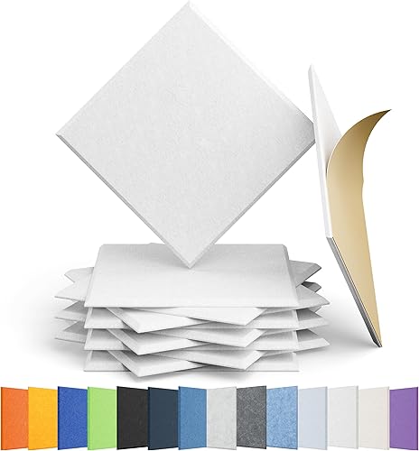 Paquete de 12 paneles acústicos autoadhesivos de espuma a prueba de sonido, alta densidad, cuadrados, 12 x 12 x 0.4 pulgadas, para el hogar,