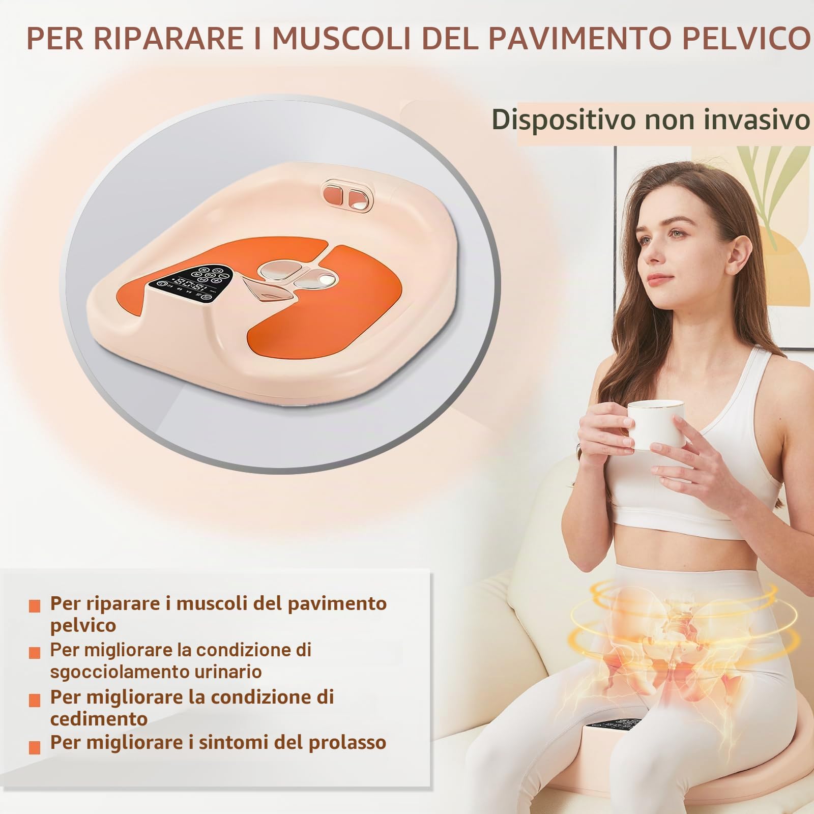 Allenatore del pavimento pelvico per donne con tecnologia EMS, 3 modalità 5 livelli di intensità toner muscolare, esercitatore di kegel portatile per cure postpartum e benessere pelvico, uso domestico