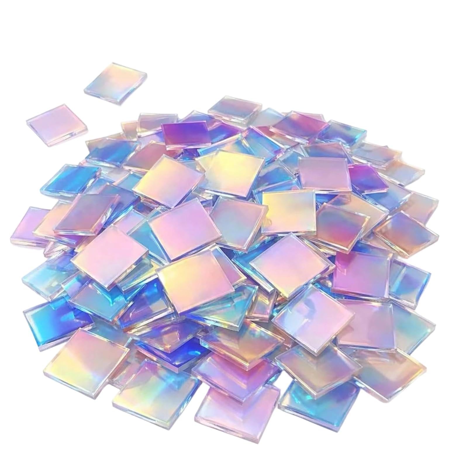 Sugerou Multicolor Iridescent Acrylic Squares With Double-Sided Holographic Finish - Mini Rainbow Mosaic Pieces For Diy Craft, Resin Inlay, Jewellery Embellishment, 2Cm Or 3Cm, 300/500Pcs 3Cm 300Pcs