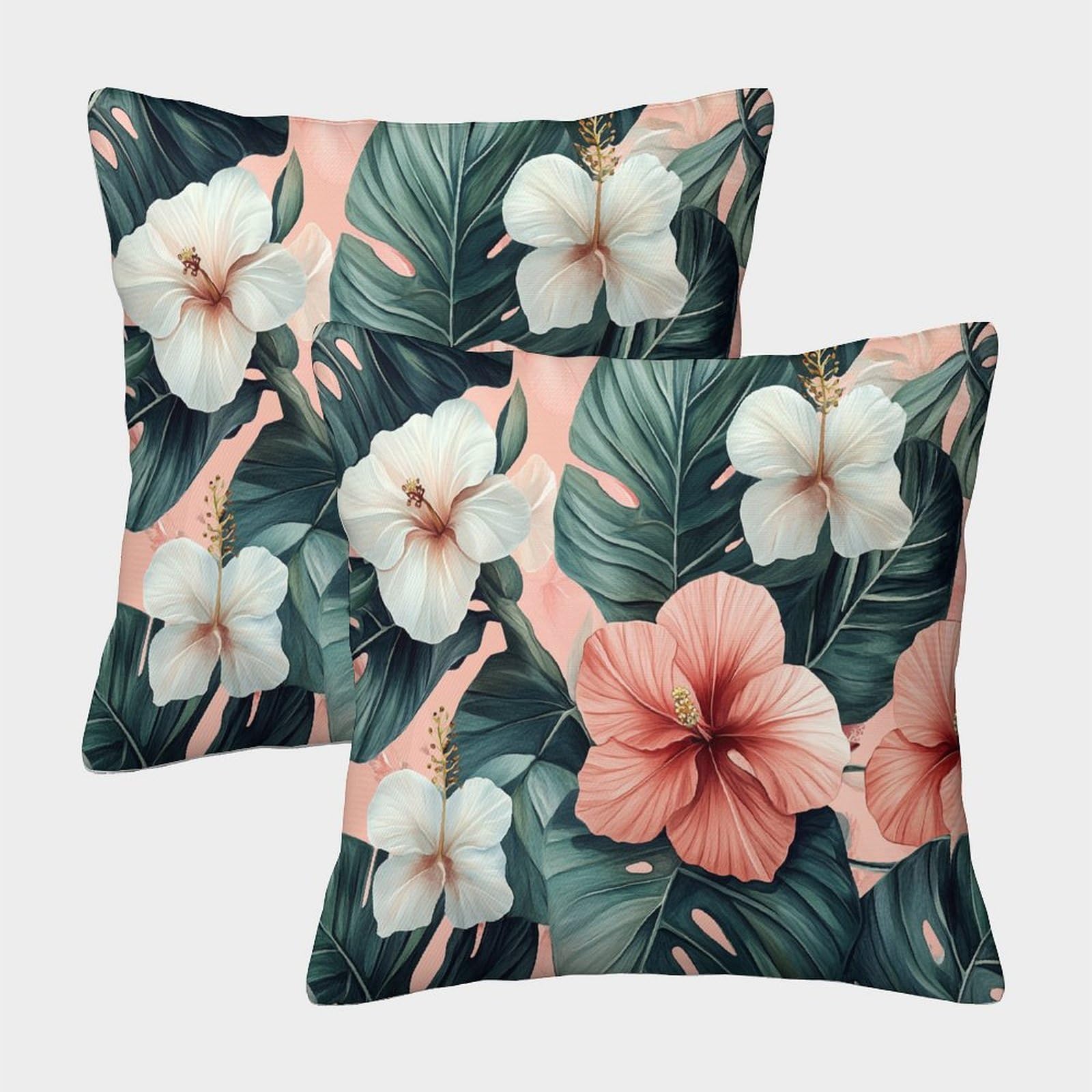 kaiyun 2 Pack Digital Printing 3D Stunning Tropical Flowers And Leaves Pattern,Exotic Theme Square Cushion Cover 50x50cm Suitable for Outdoor Home Bed Decoration Pattern