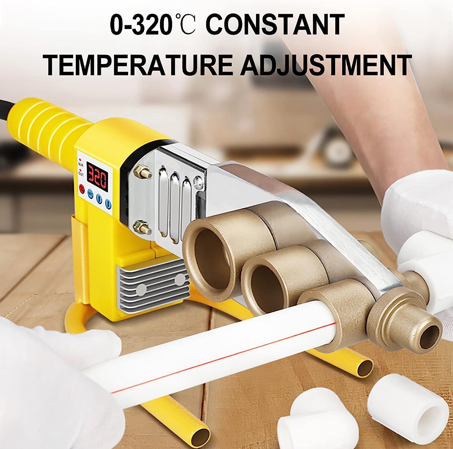 Ppr/Pe/PP-lasmachine, lasmachine met digitaal display (100-320 °C), voor het lassen (20-32 mm/20-63 MM) Ppr/Pe/PP-buis, met schaar, anti-verbrandingsdraad 2,7 m, 32