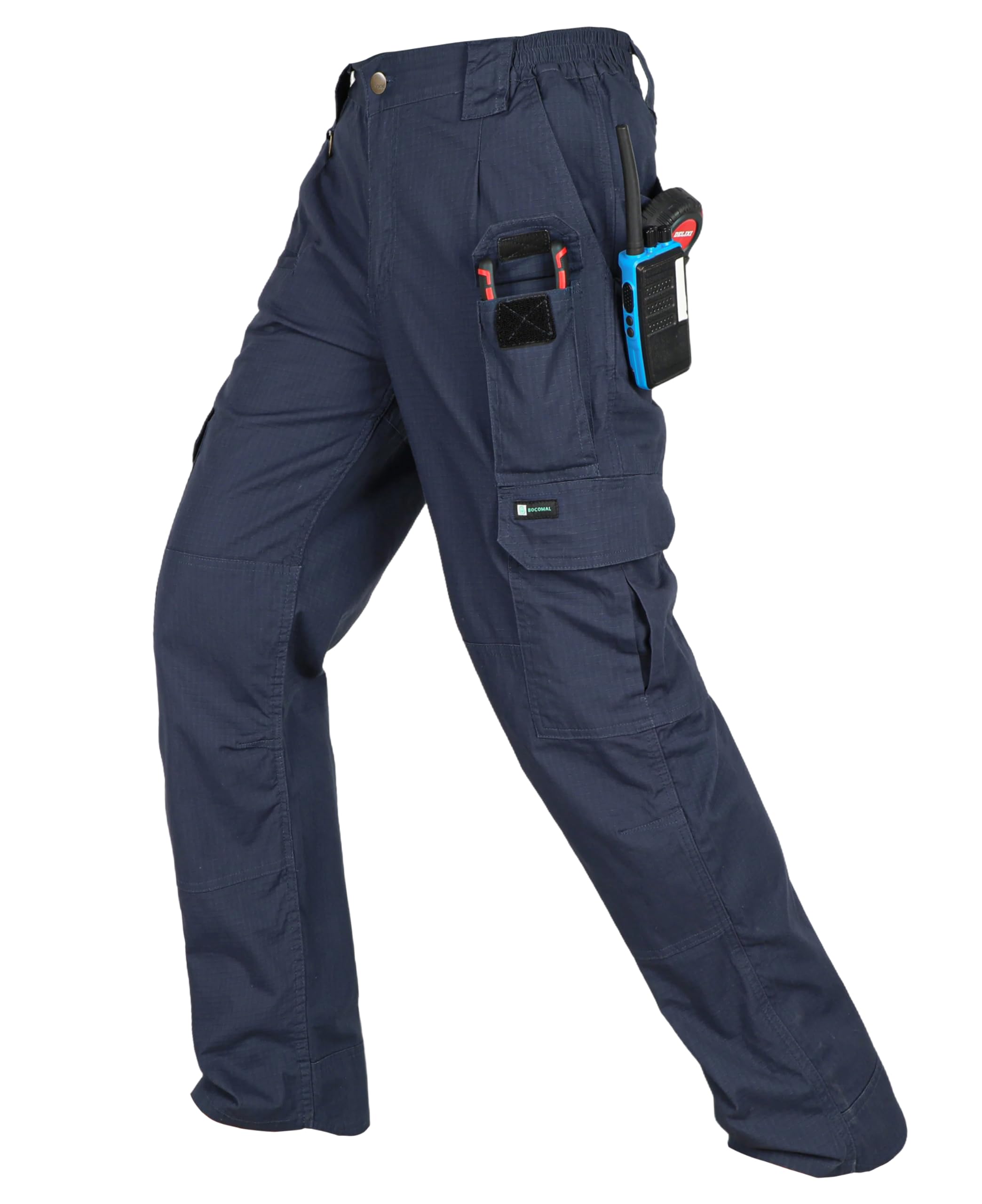 BOCOMAL Non FR - Men's Work Cargo Pants Stretch Ripstop Relaxed Fit Hiking | 6oz Ripstop, Lightweight, Durable, Water/Stain Resistant, 10-Pocket Utility Design, Outdoor Hiking Pants