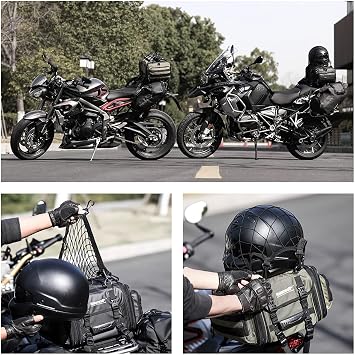 Rhinowalk Motorcycle Luggage Net Cargo Net Helmet Luggage Net with Adjustable Metal Hooks for Motorcycles and Bicycles