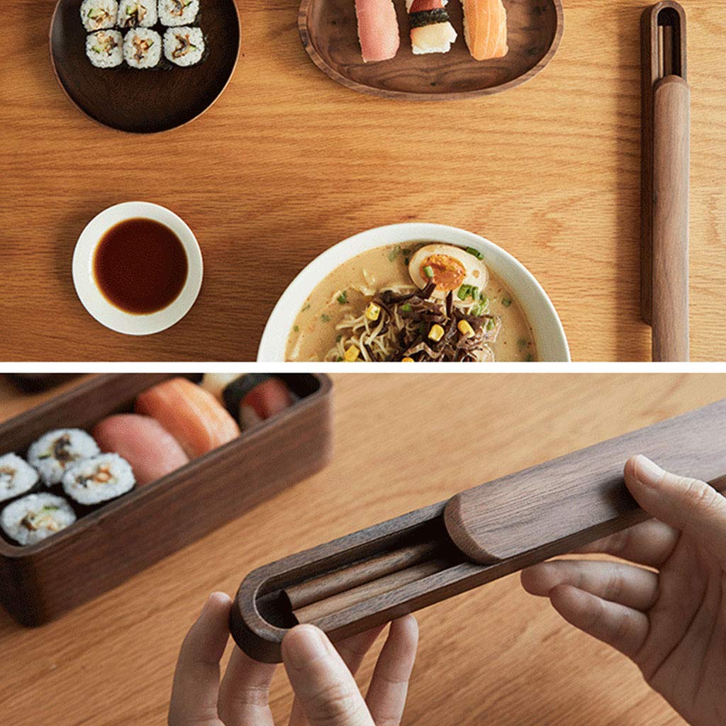 Wiederverwendbares japanisches Essstäbchen-Set aus Holz, Reise-Essstäbchen mit Etui, wiederverwendbares chinesisches koreanisches tragbares Essstäbchen-Utensil, spülmaschinenfest, Sushi-Essstäbchen