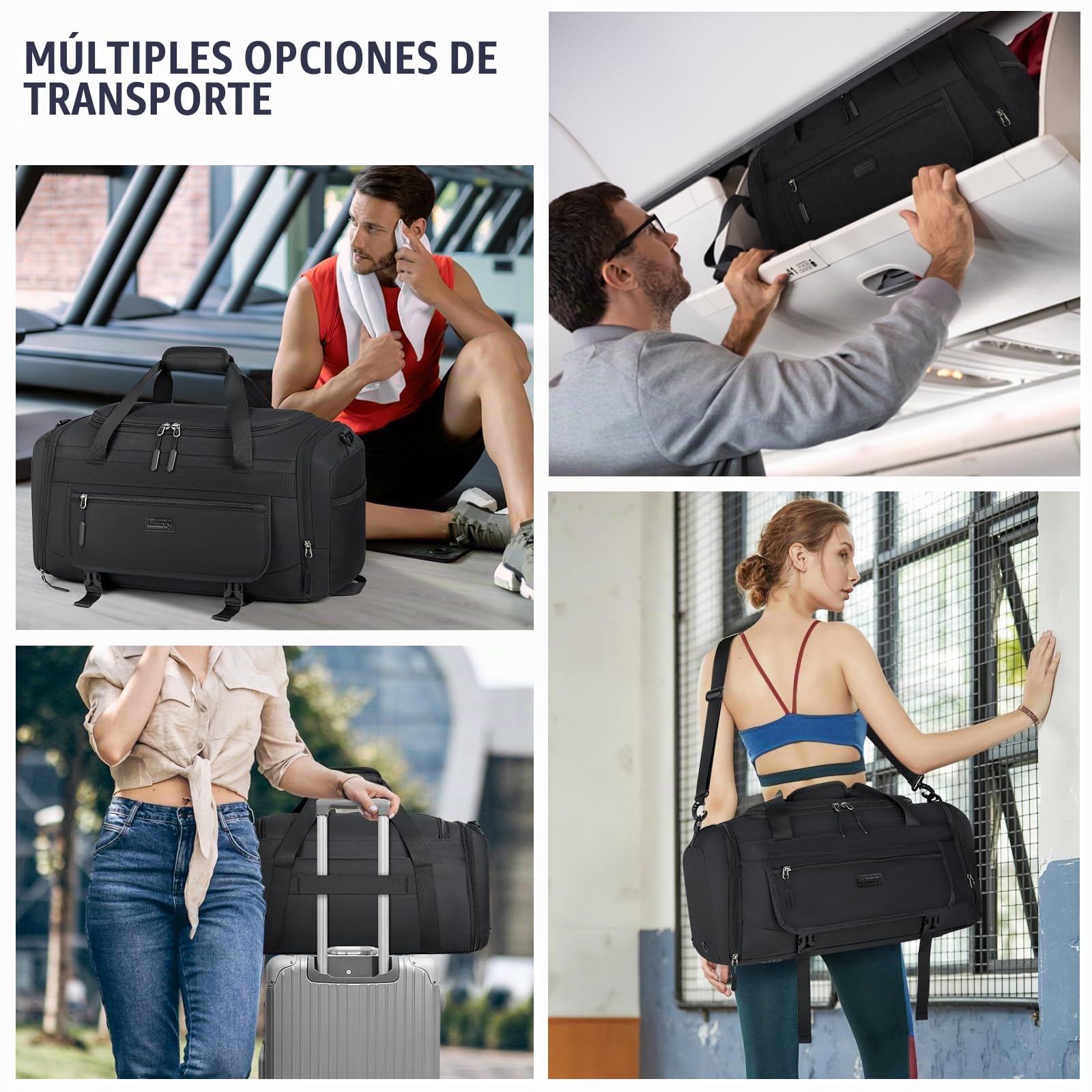 Bolsa de Deporte Bolsa Gimnasio para Hombre Mujer Bolsa de Viaje con Zapatos y Compartimentos Húmedos Fin de Semana Travel Duffle Bag Bolsos Deportivos Fitness 55L