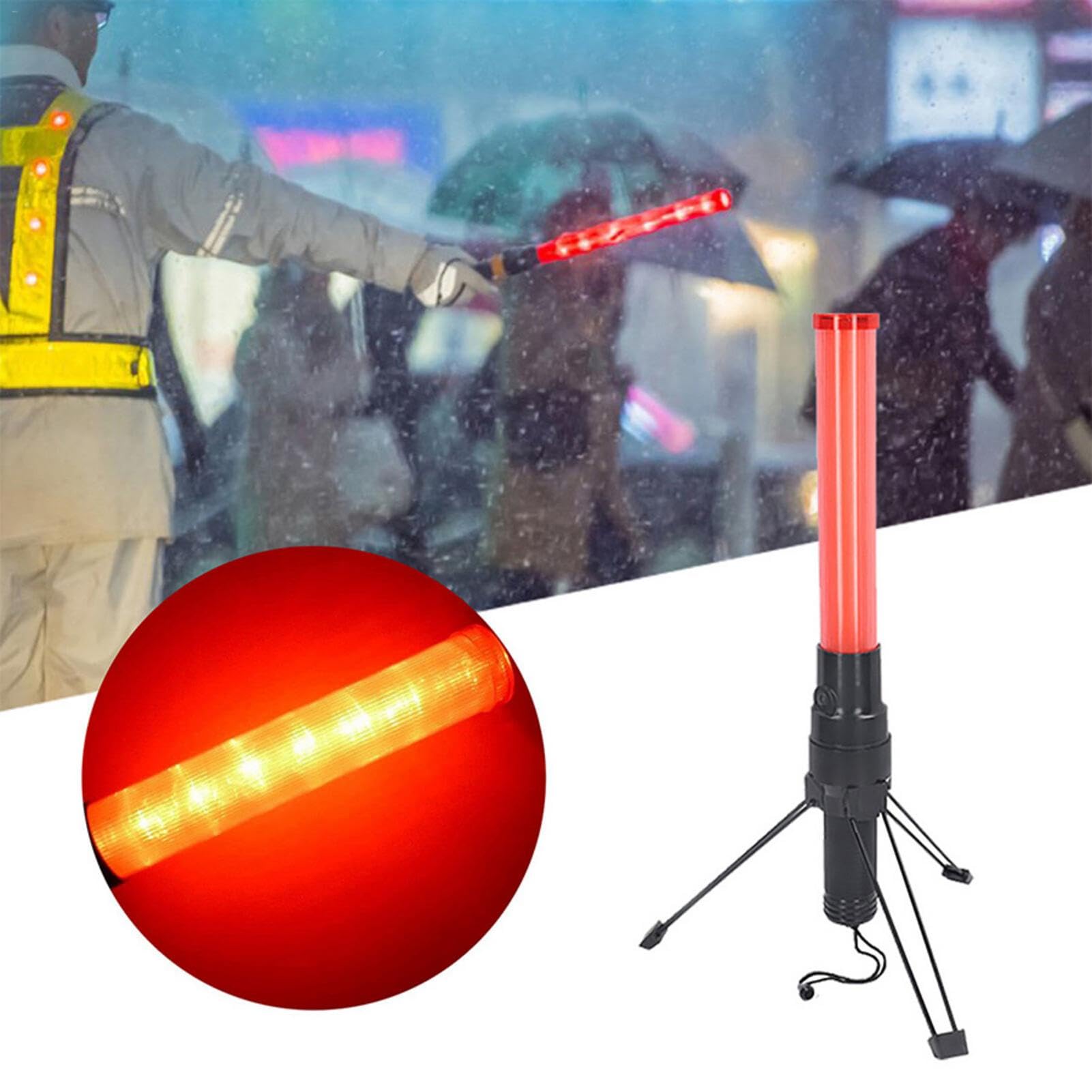 Iplusmile LED-Verkehrsstab – Rot-blau, 26 Cm, Mit 2 Blinkmodi, Für Parkführer Und Sicherheitseinsätze