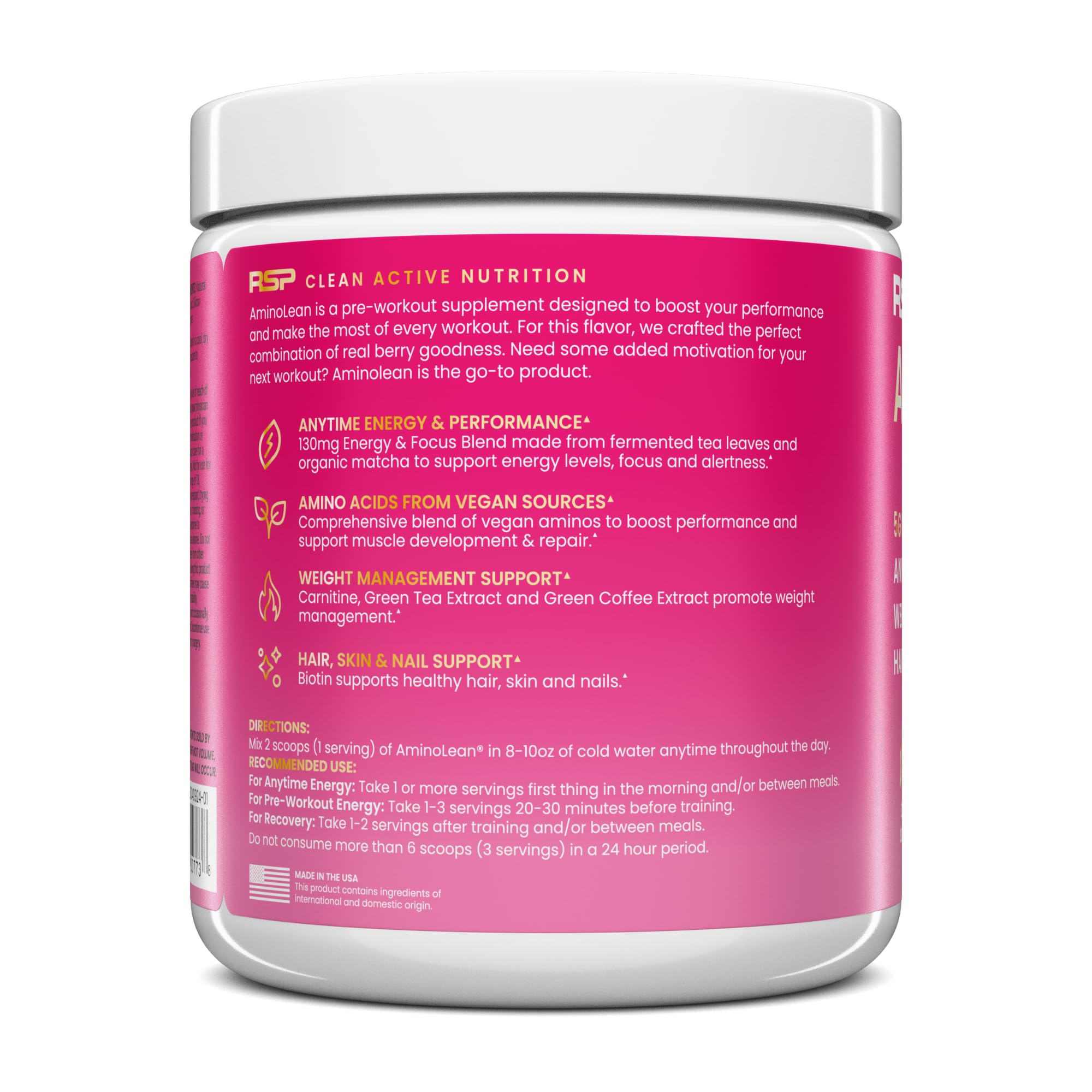 AminoLean Pre Workout Powder - Natural Amino Energy with Vegan Amino Acids — Amazon image 11