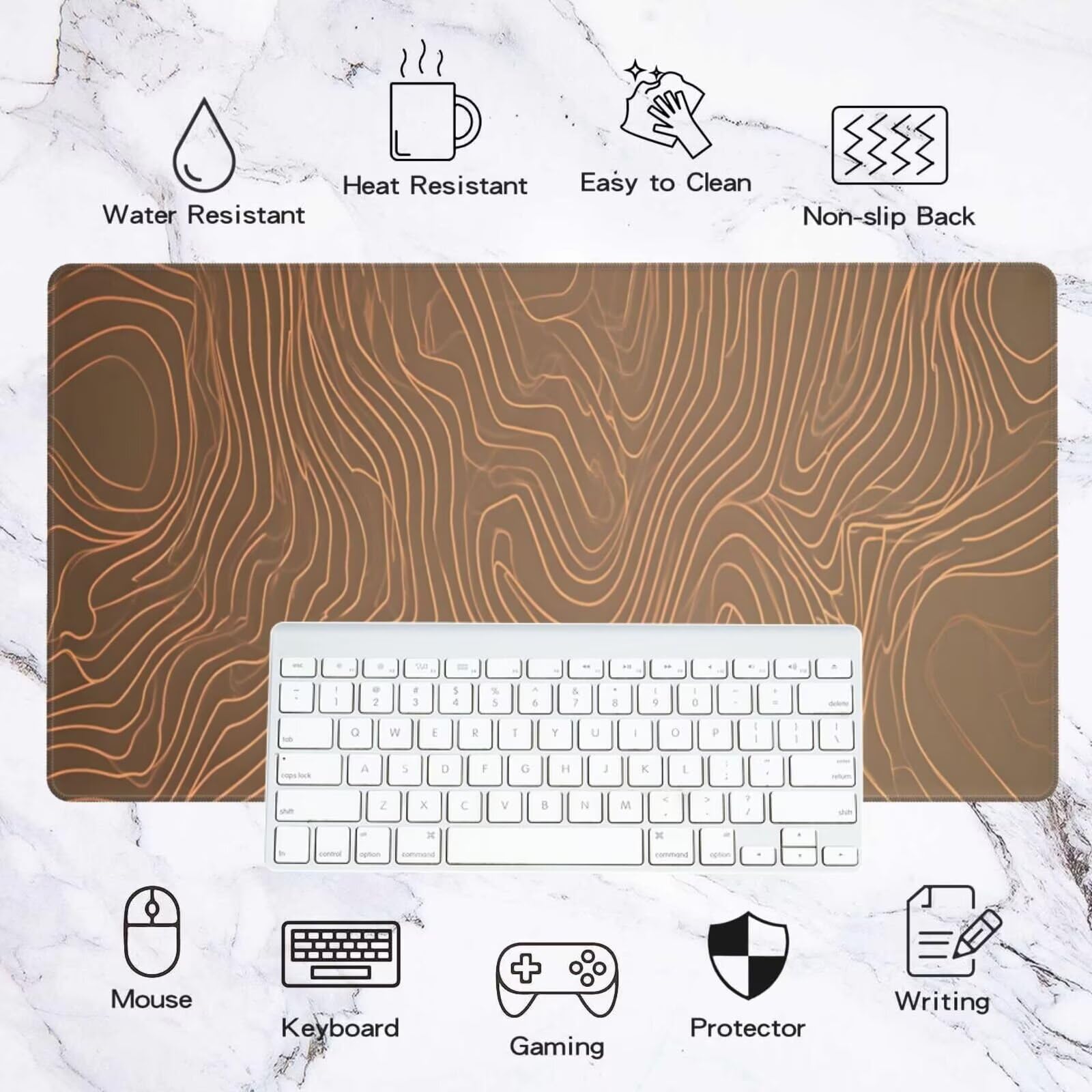 Alfombrilla Ratón Abstracto Alfombrilla Ratón XXL 1600 x 800 mm, Líneas Mouse Pad Gaming con Bordes Cosidos, Impermeable Mousepad XXL Base de Goma Antideslizante Duradera, Mouse Pad para Oficina Q490