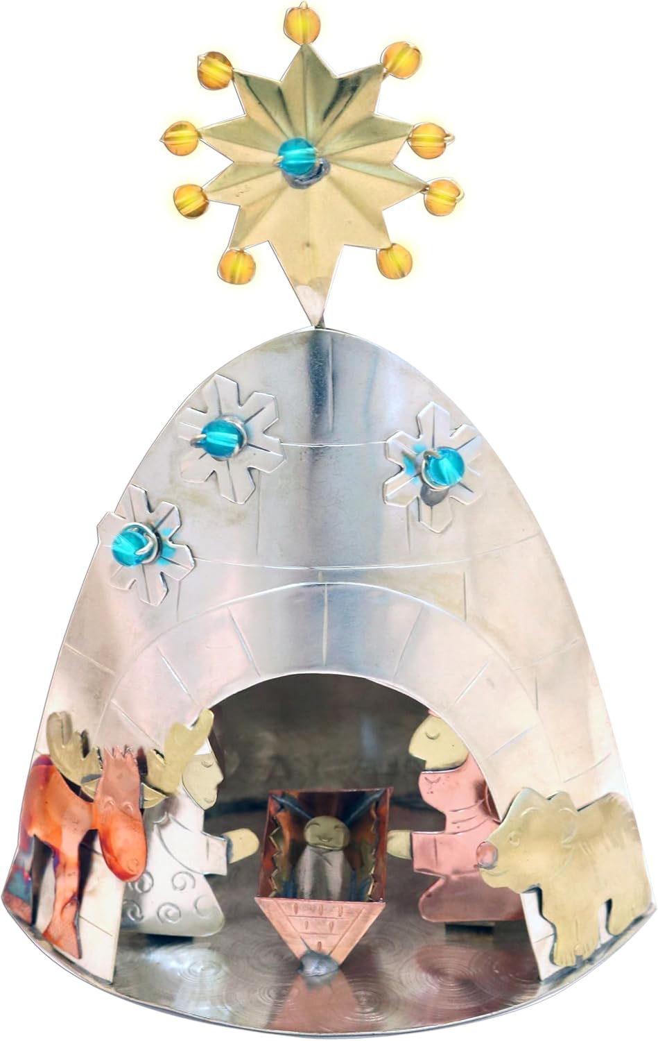 Pilgrim Imports Bronze Nickel and Copper Handmade Fair Trade- Small Alaska Igloo Nativity Tabletop
