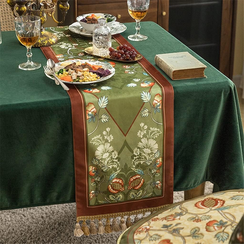 JSEIAJB American Light Table Runner Pastoral Retro Table Cloth Long Coffee Table Dressing Table Decoration Cloth(E,30x200cm)