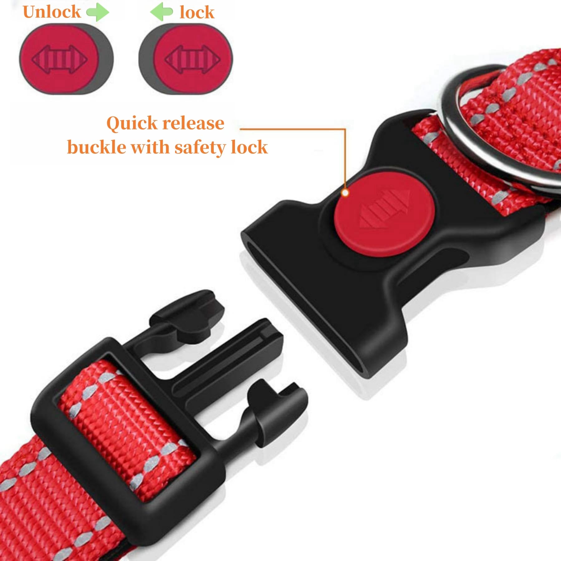 Reflektierendes Hundehalsband Aus Neopren – Mit Schnellverschluss-Schnalle, Verstellbar, Für Kleine Bis Große Hunde (S/M/L, Schwarz, L)