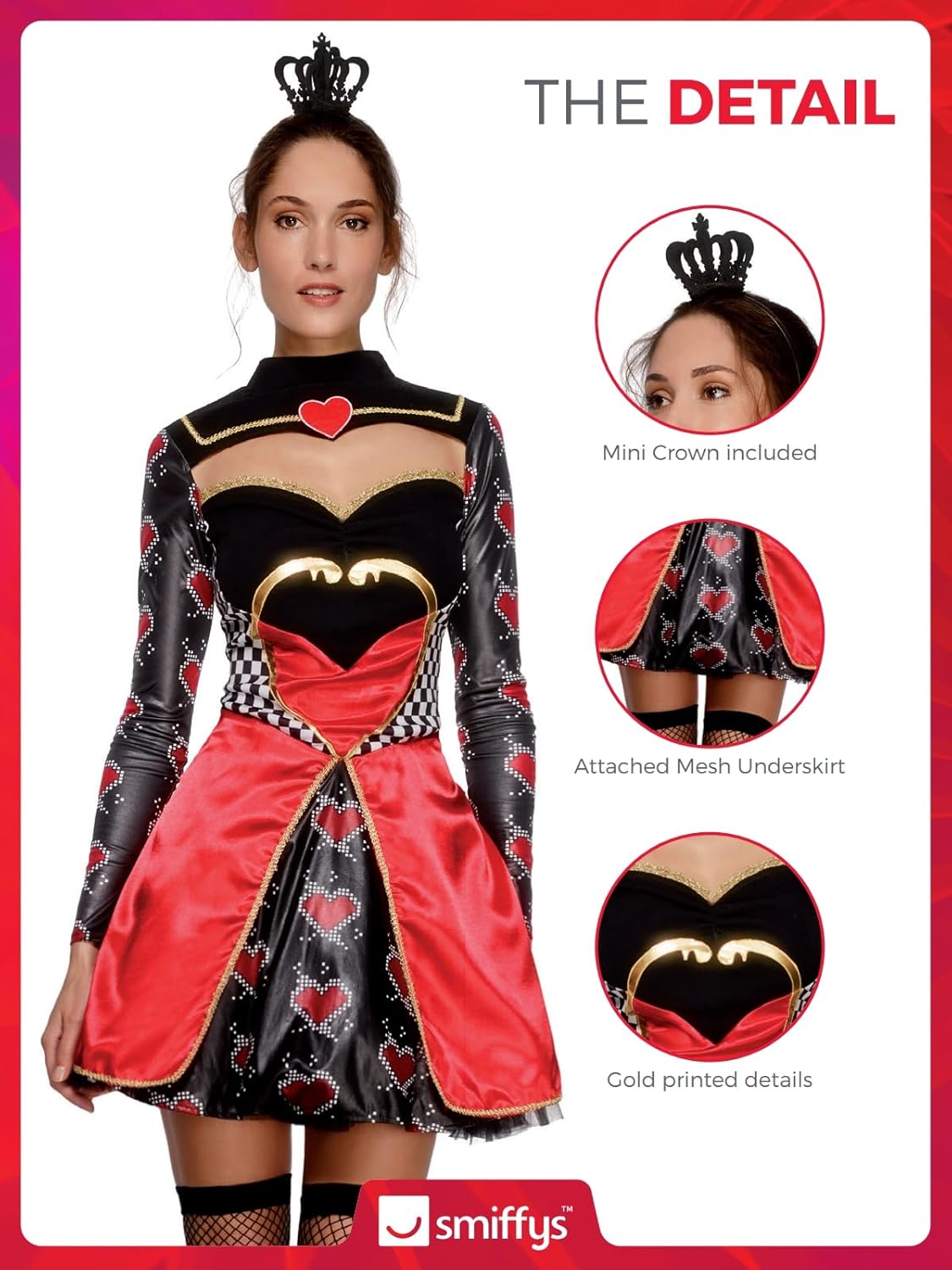 Smiffys womens Fever Queen of Hearts Costume - Image 5