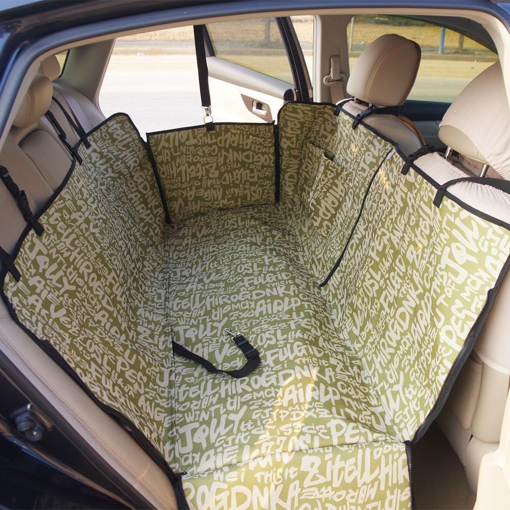 Waterproof Backseat Dog Seat Cover for Car SUV Large Pet Protect Cover Hammock Mat with Nonslip Backing with 2 Anchors with 2 Pockets…