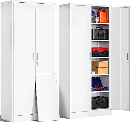 Miniatura 65 de CJF Gabinete de almacenamiento de metal, armario de almacenamiento con bloqueo con puertas y 1 cajón, 36 pulgadas de alto x 28 pulgadas de ancho x