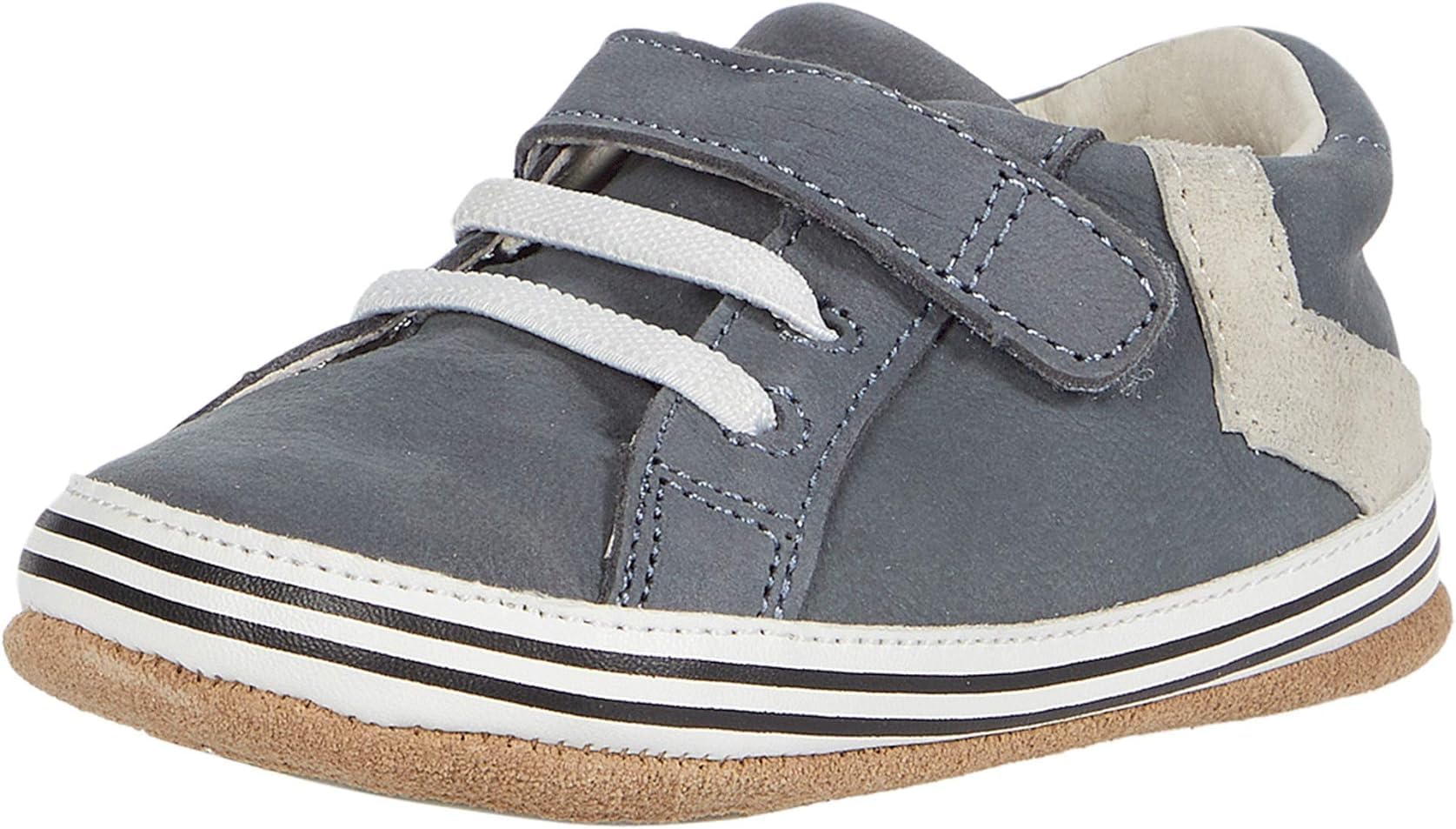 Robeez Baby Boys First Kicks, Adam Grey Leather, 12-18 Months