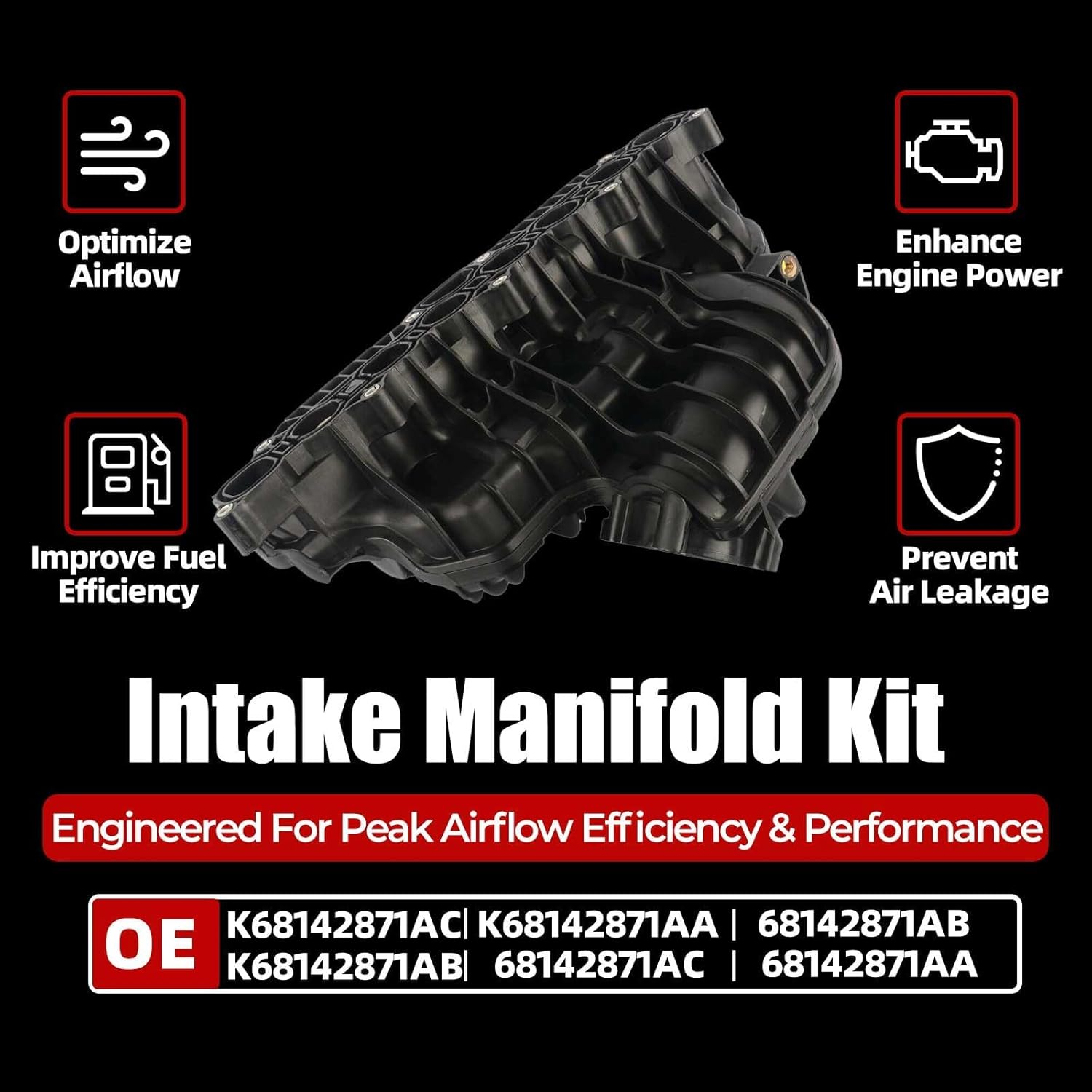 MITZONE automotive Intake Manifold Compatible With Jeep Wrangler III JK 2011-2018 Chevy Grand Voyager V RT 2012-2014 2.8L