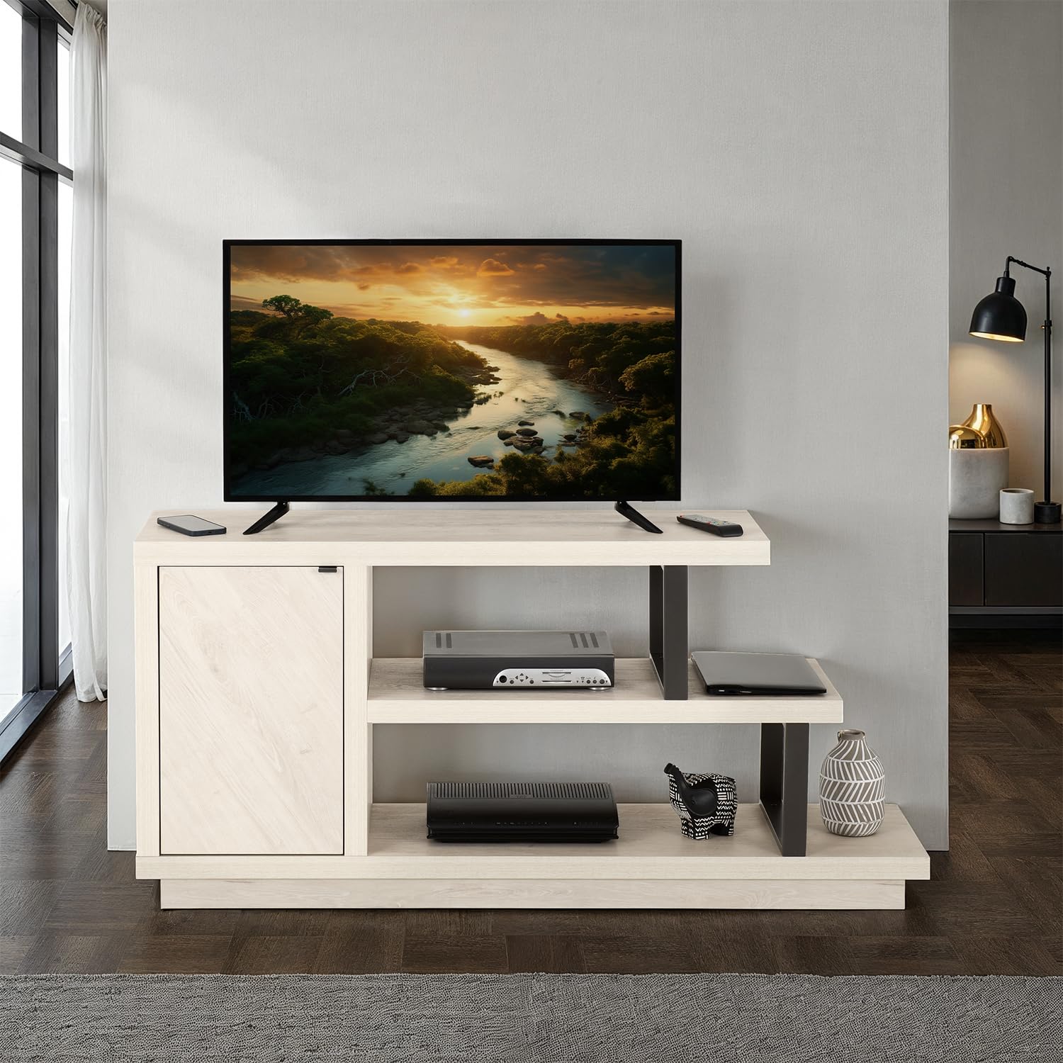 Seconique Turin Light Oak TV Stand - Modern - 55 Inch
