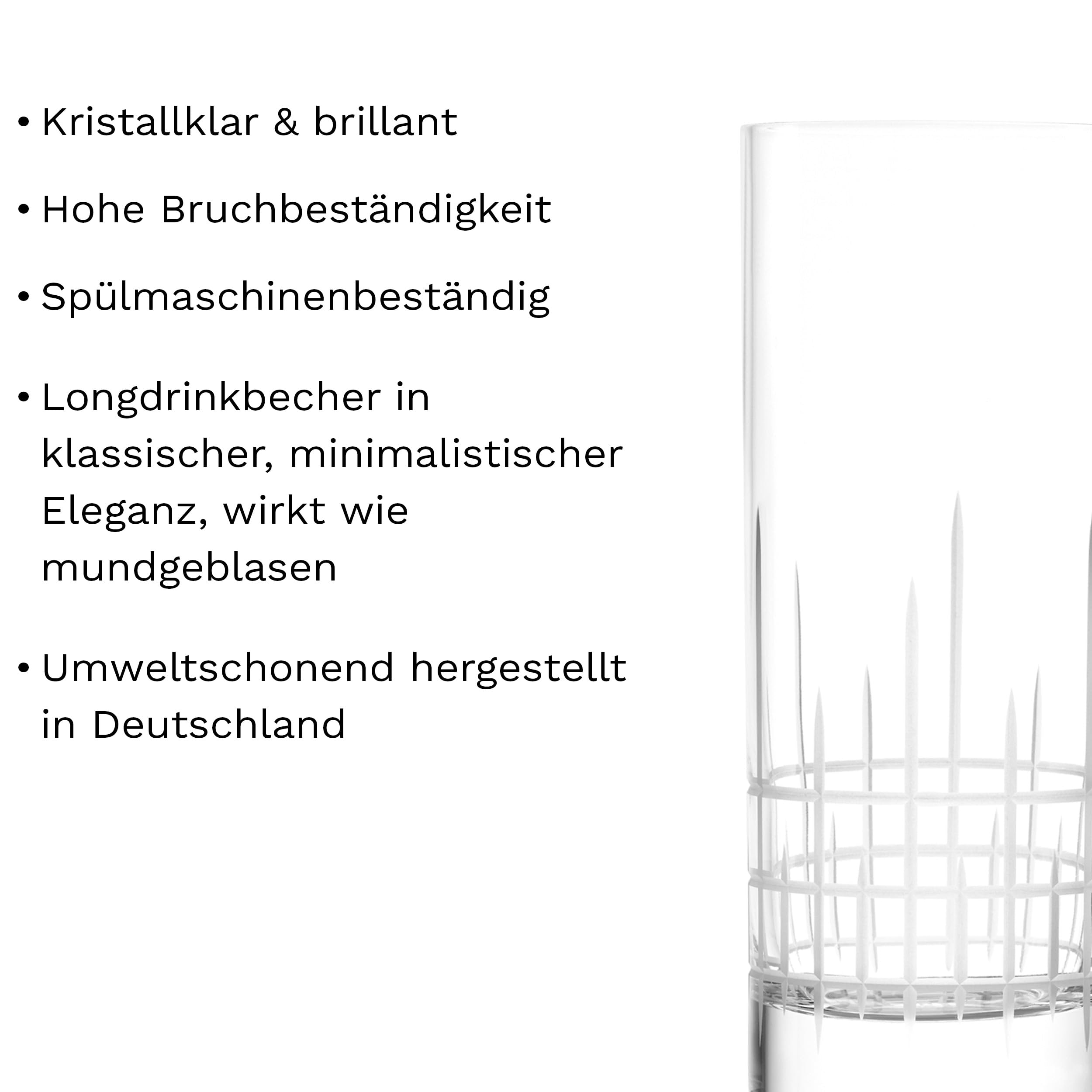 Stölzle Lausitz NYB Manhattan Longdrinkgläser 405 ml, 6er-Set | Longdrink- und Trinkgläser für Cocktails, Wasser und Säfte, aus Kristallglas, stoßfest & spülmaschinengeeignet