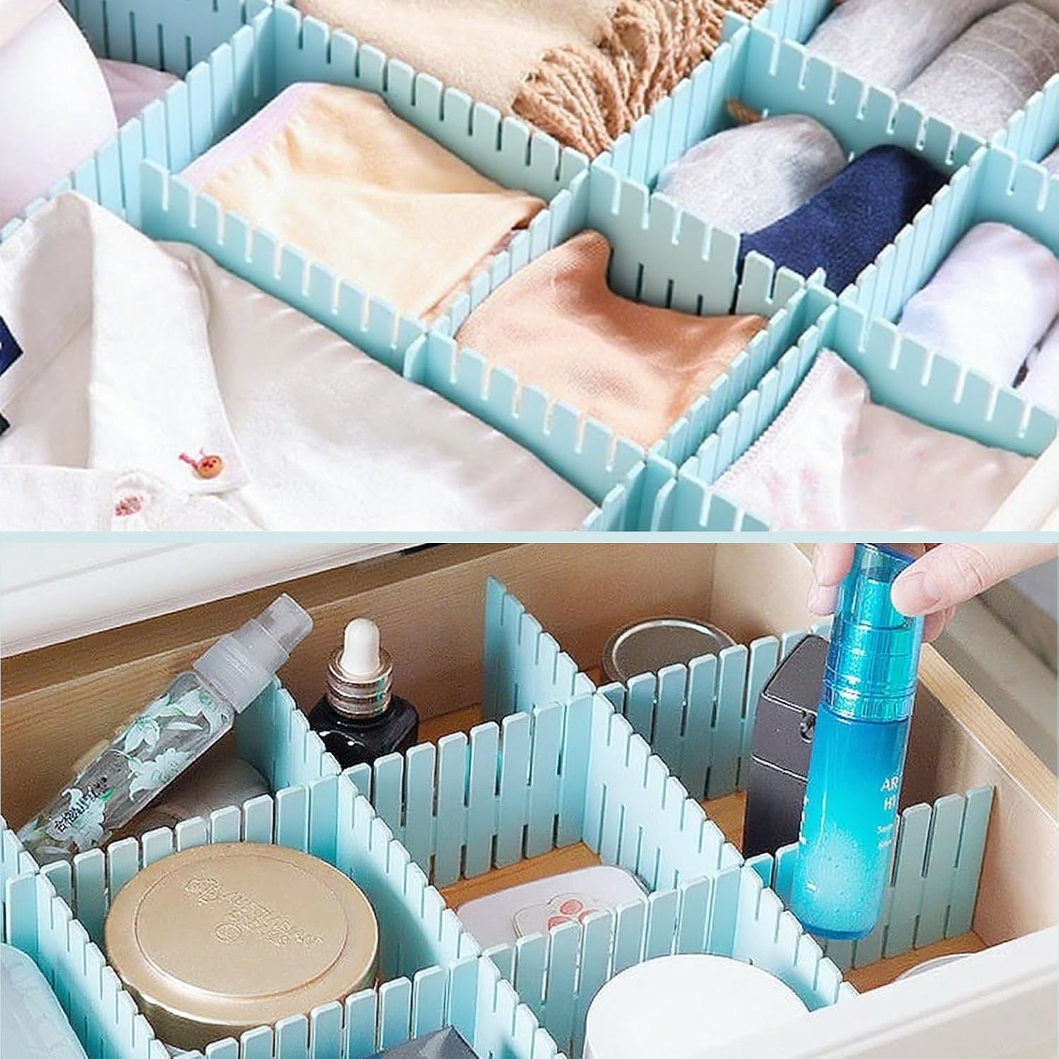 Drawer Storage Partition Board, Sock Compartment Box, Free Combination Plastic Partition Board, Underwear Compartment Partition Blue 20 PCS
