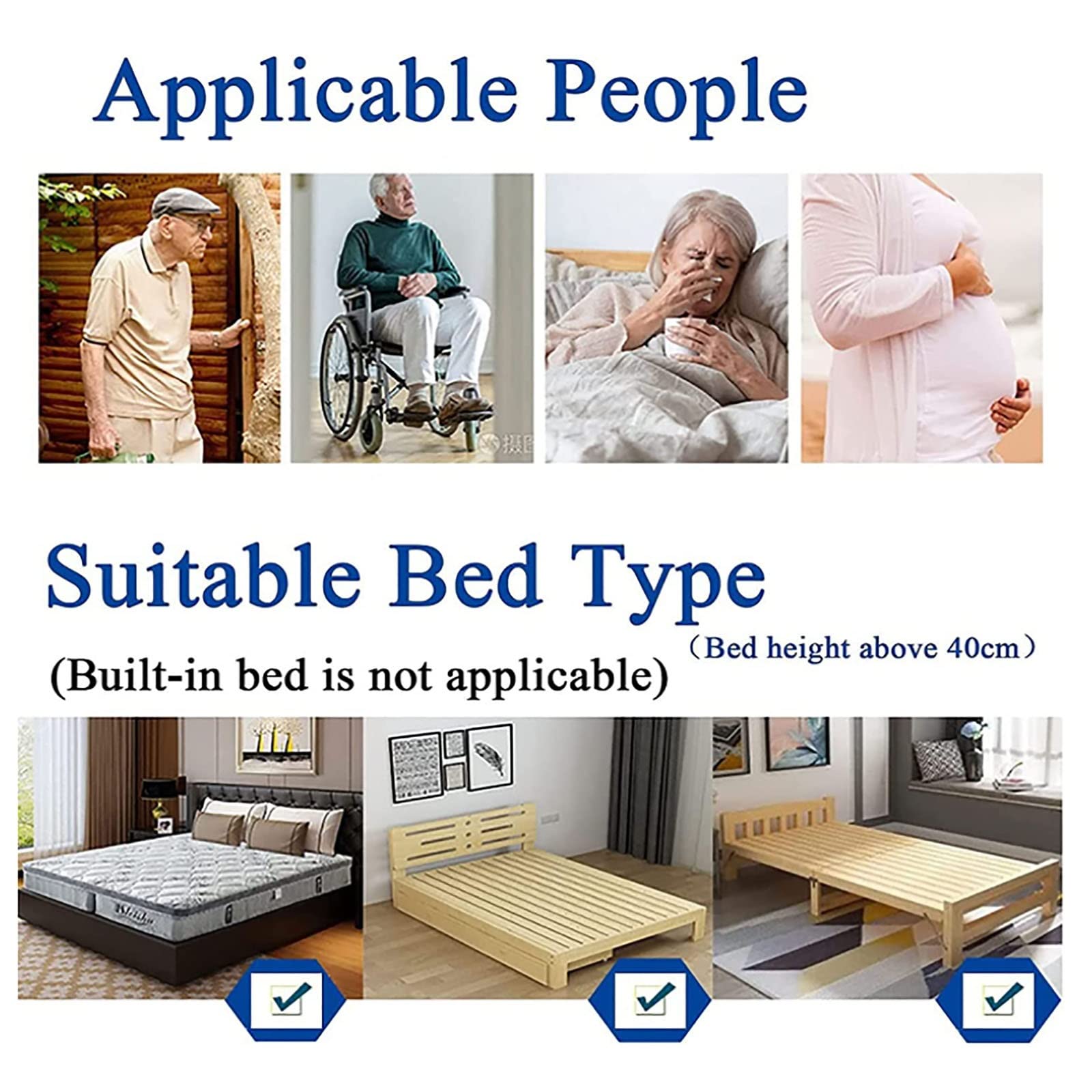 Barandillas de Seguridad, Barandilla de Cama Plegable for levantarse y acostarse con Altura Ajustable