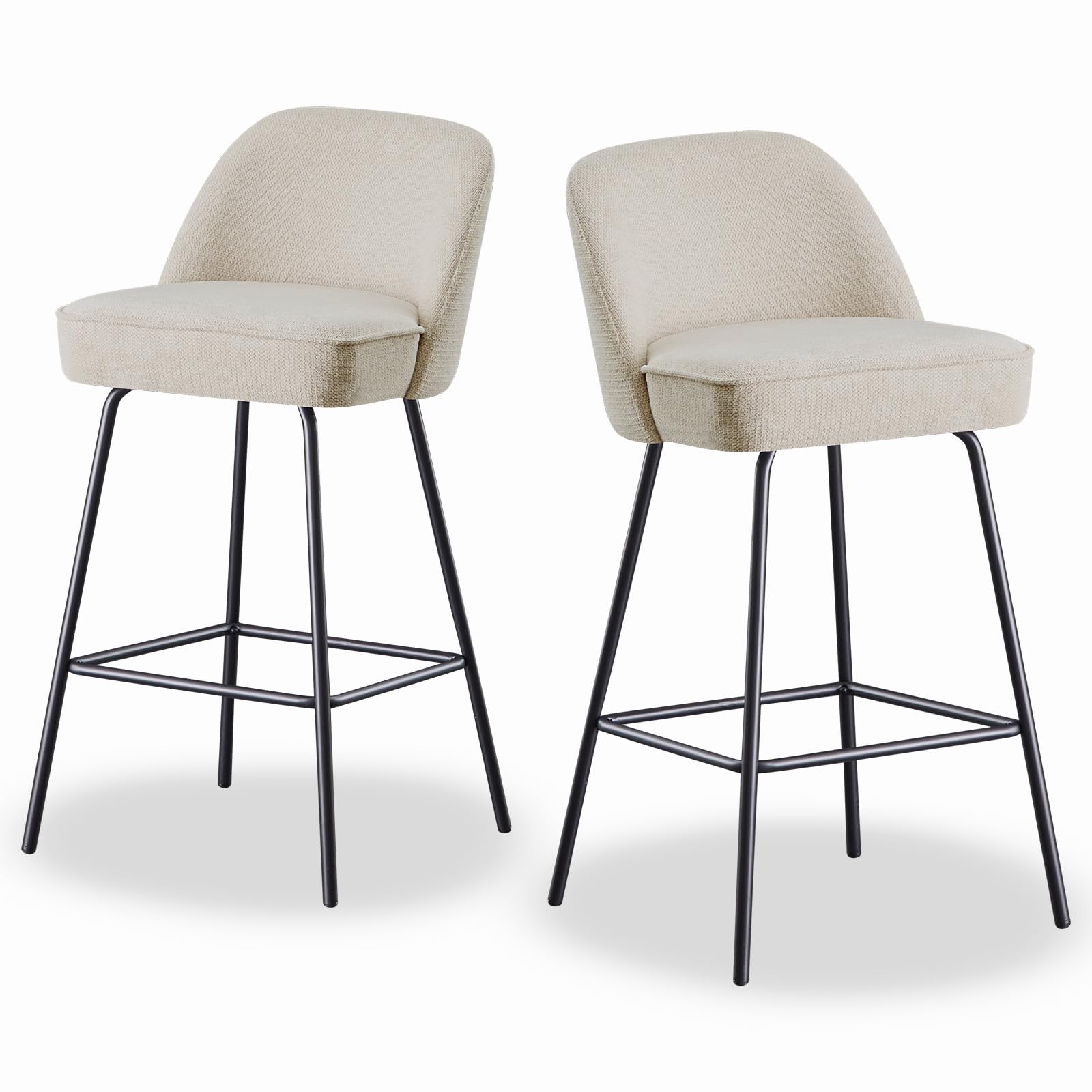 Lot 2 Tabourets De Bar JaHECOME – Tissu Coton-Lin, Coussin Éponge Épais + Ressort, Hauteur 96 Cm Noir