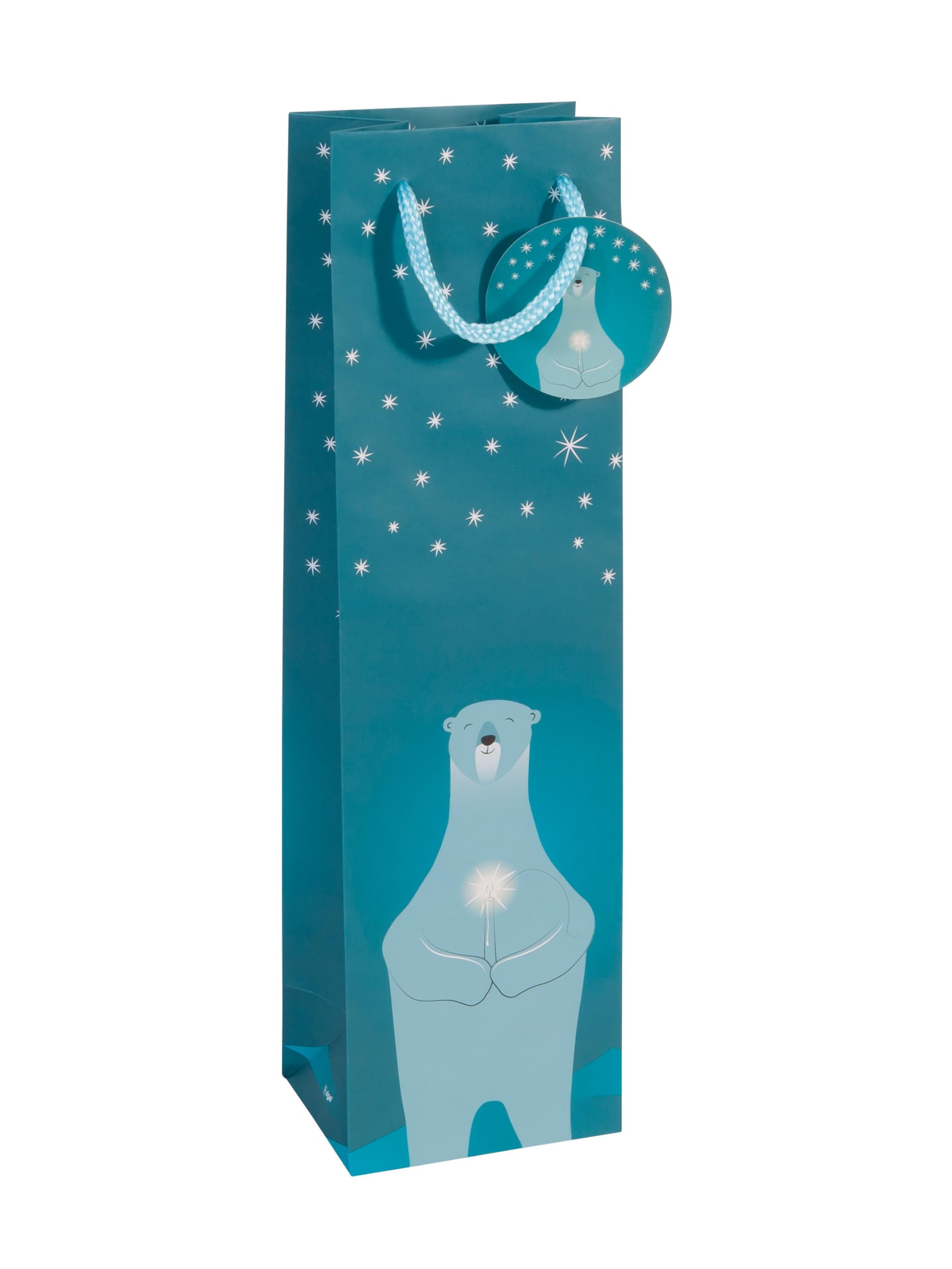 SIGEL GT054 Gift bag bottle, petrol Blue, 10 x 35 cm - Image 2