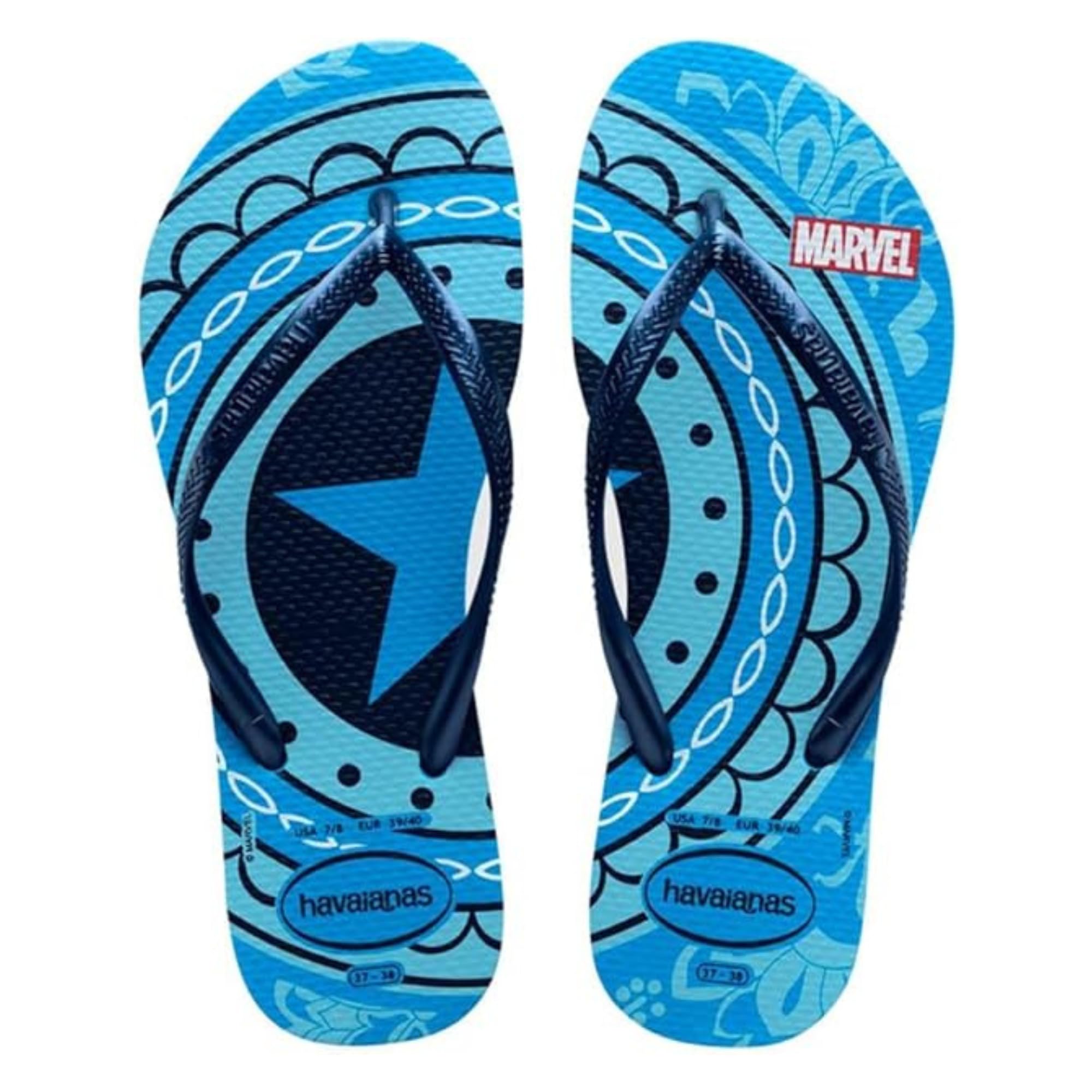 Havaianas Slim Marvel (Mini Me) Girls FlipFlop Turquoise 9/9.5 UK Child
