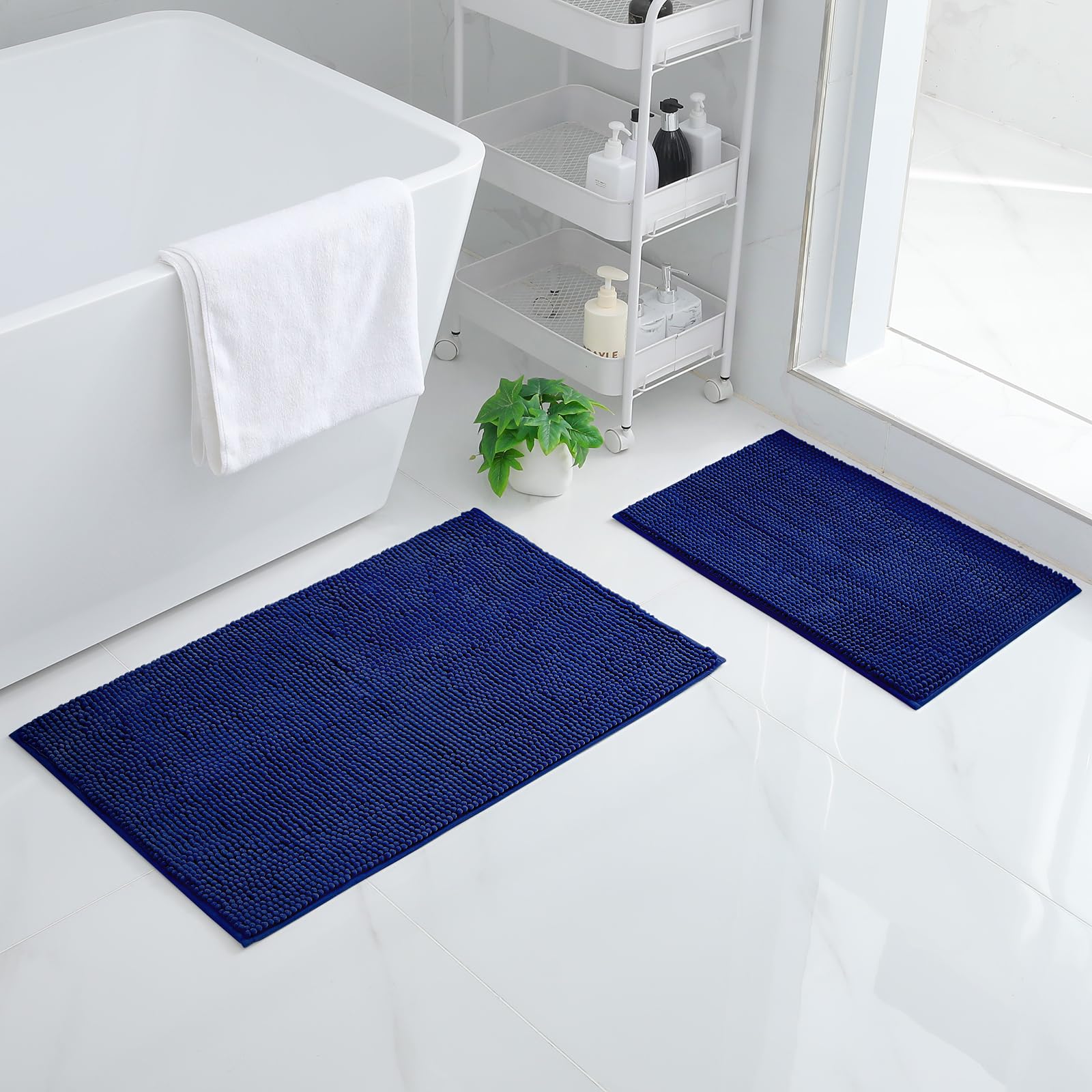 smiry Non Slip Chenille Bath Mat, Extra Soft Bathroom Mat, Super Absorbent Fluffy Bath Mats for Bathroom, Machine-Washable Quick Dry Bath Rug Foot Mat, 40 x 60 cm, Grey — view 27