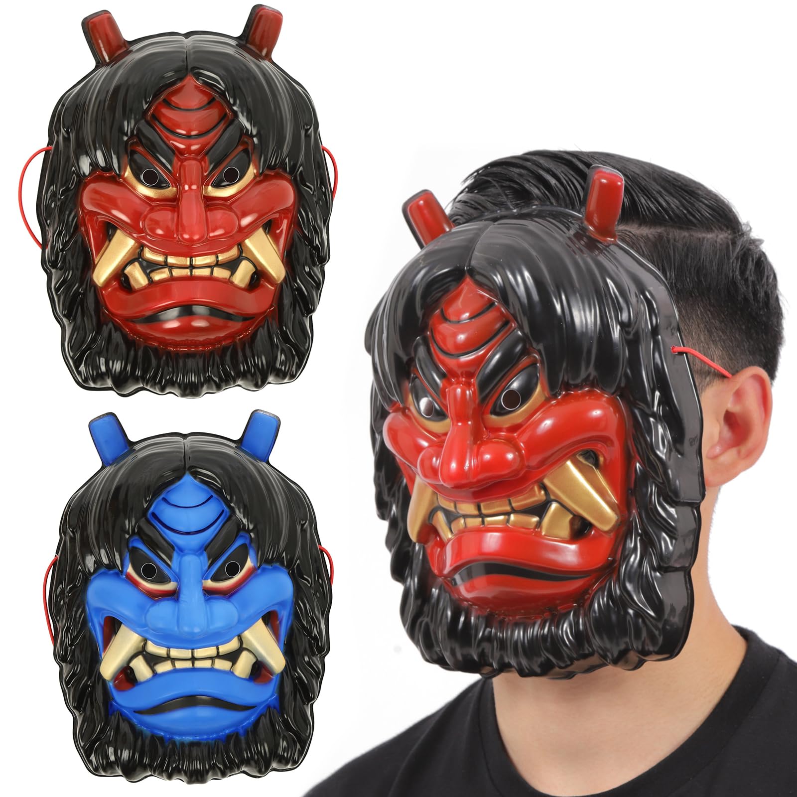 Amazon.co.jp: [iinoo] 鬼のお面 節分 豆まき コスプレ オニ退治【赤鬼