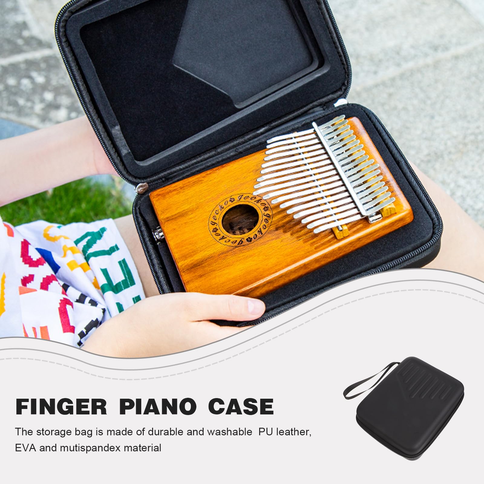 Kalimba Tasche aus Pu Leder und Eva Kleine und Leichte Schutzhülle für Daumenklavier Tragbare Aufbewahrungsbox als Geschenk für Musikliebhaber