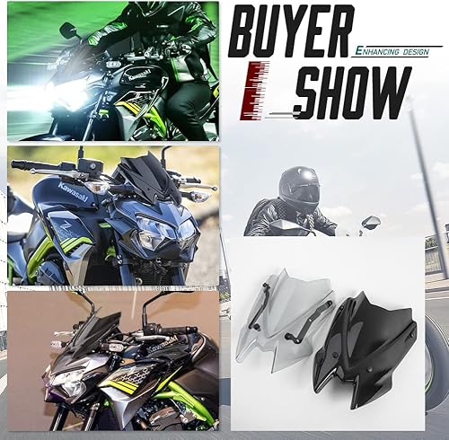 Miniatura 4 de Parabrisas de motocicleta compatible con Kawasaki Z900 ZR900 2021 de doble burbuja, deflector de viento con soporte para motocicleta Z 900 piezas