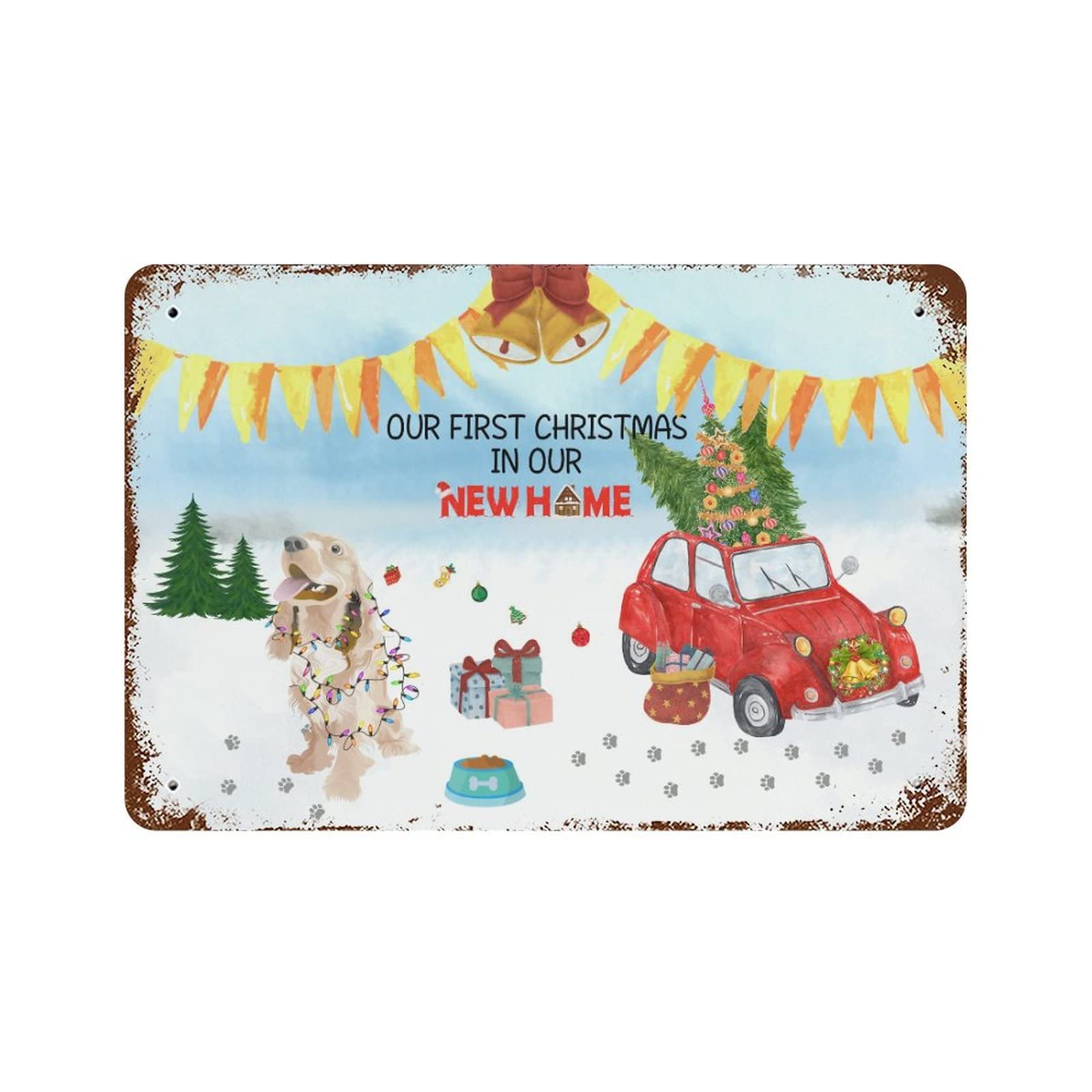Panneau en métal rétro, cadeau de crémaillère idéal pour fêter Noël en famille