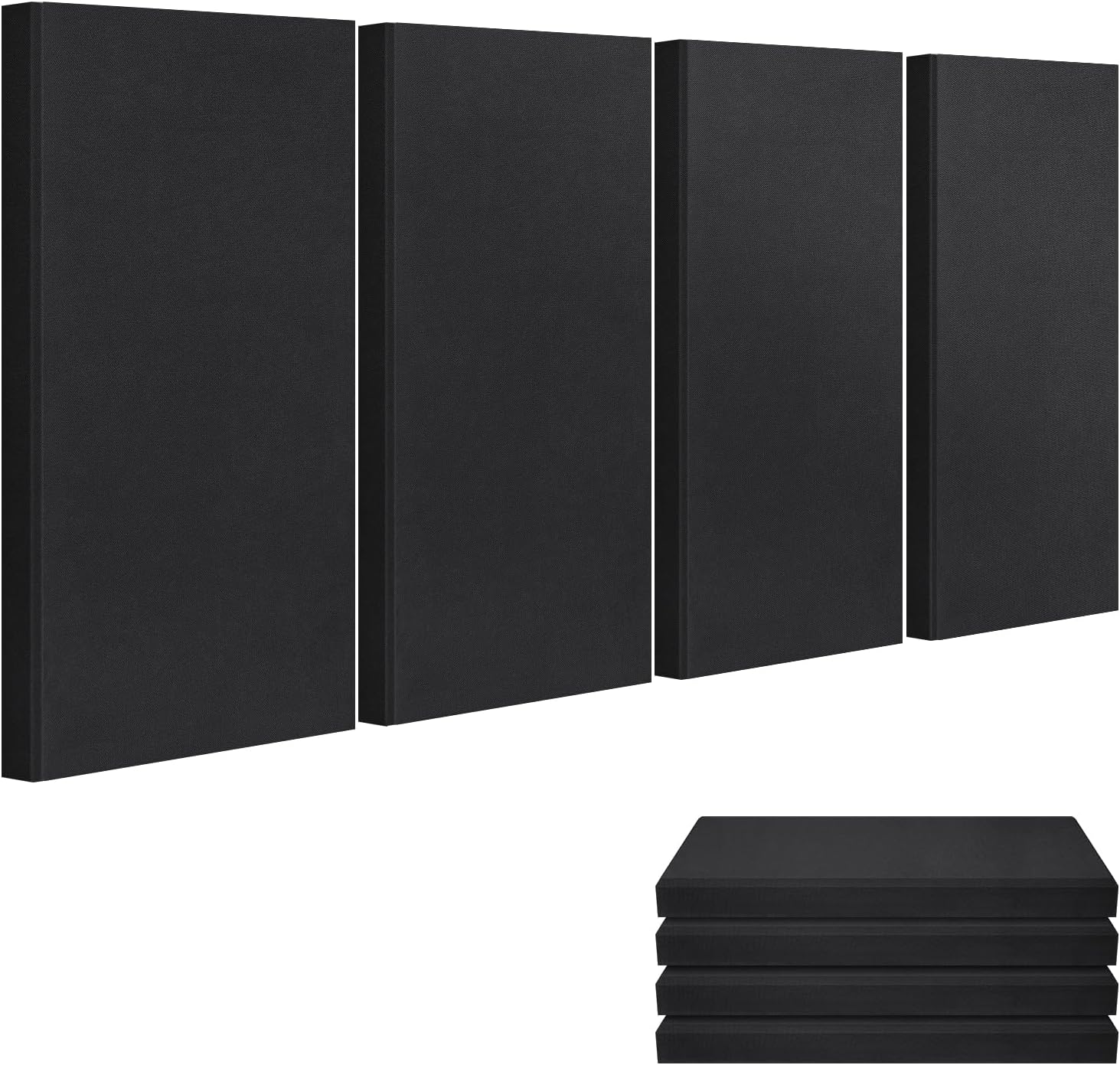 23.62" X 11.81" X 2" Fiberglass Wall Panel, 4 Pack Acoustic Panels, Acoustic Panels Sound Absorbing for Office, Studio, Home Theatre - Black