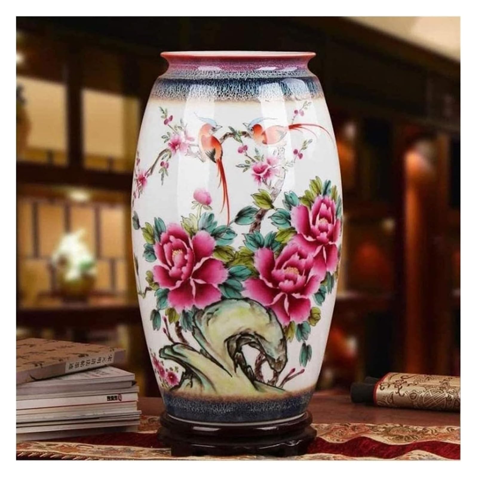 asdchZen Vase Flower Famous Porcelain Capital Kaolin Clay Vintage Chinese Large Living Room Bottle Classical Styles Pastel Table