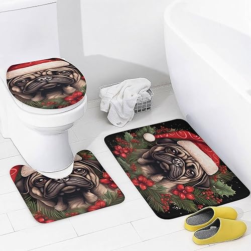 Miniatura 4 de Juego de 4 cortinas de ducha con alfombras antideslizantes, cubierta para tapa de inodoro y tapete de baño, cortina de ducha impermeable para