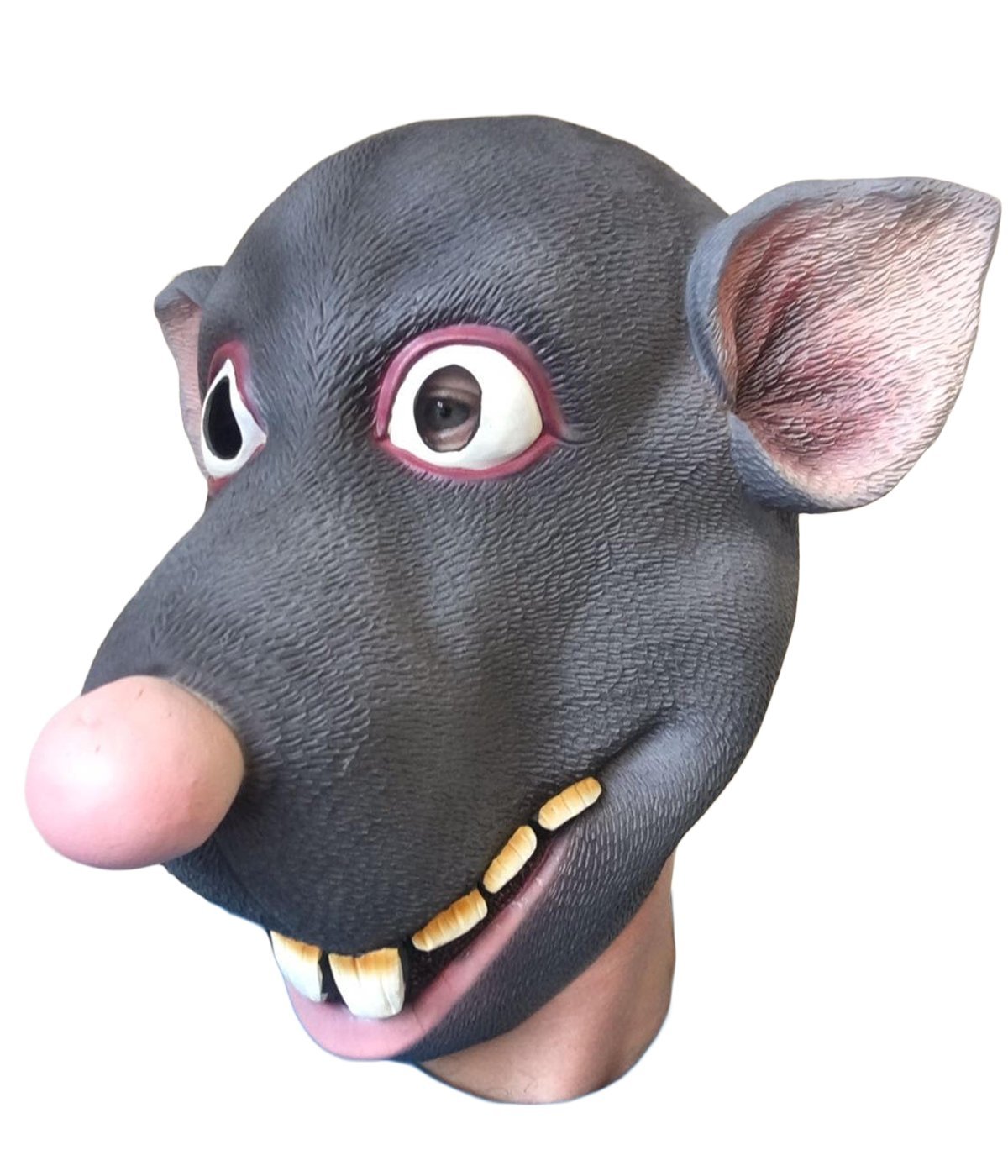 Rubber Johnnies Funny Rat MASK, One Size, Hand Painted Grey, Adult, Cartoon