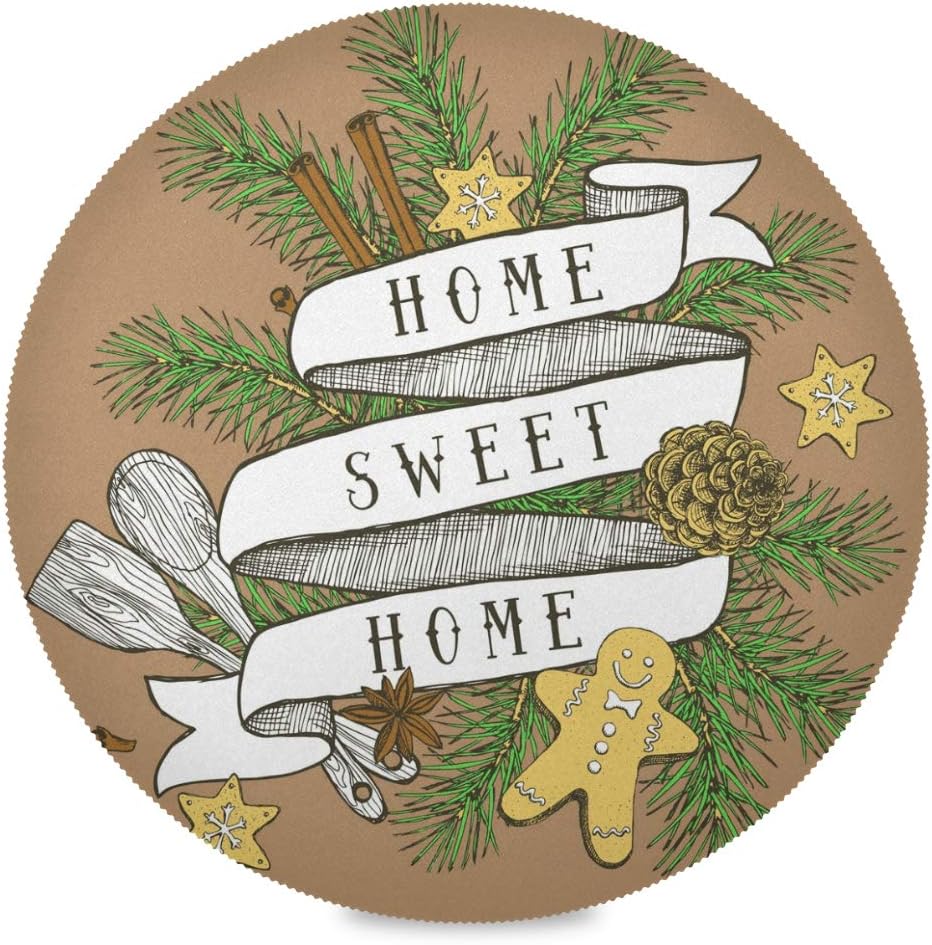 TropicalLife Placemats Set Vintage Christmas Sweet Home Heat Resistant Table Mats Decorative Non-Slip Washable Place Mats for Kitchen Dining Table Outdoor 15.4x15.4x6”